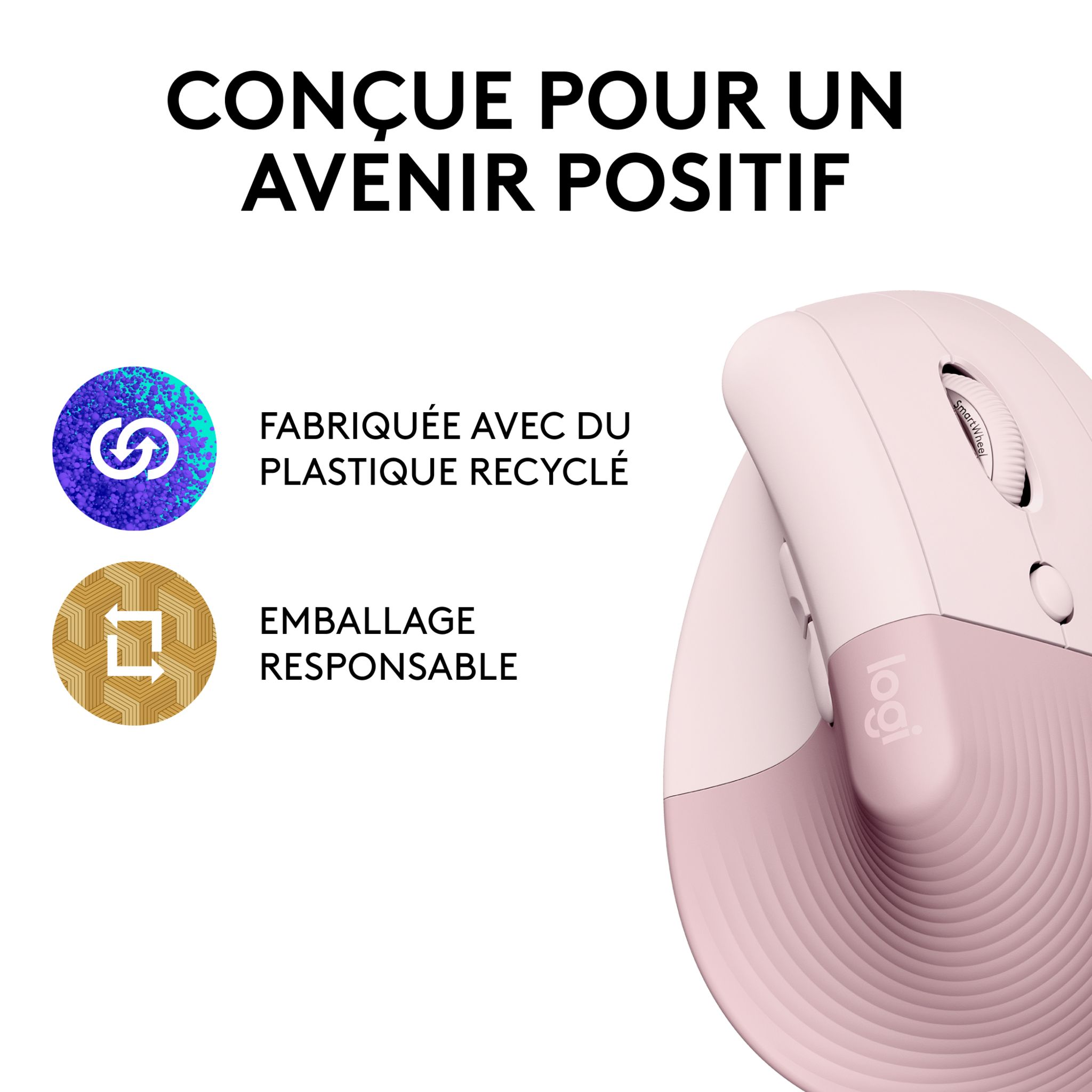 Voir la diapositive 5 : LOGITECH Souris LIFT SOURIS ERGO - Rose