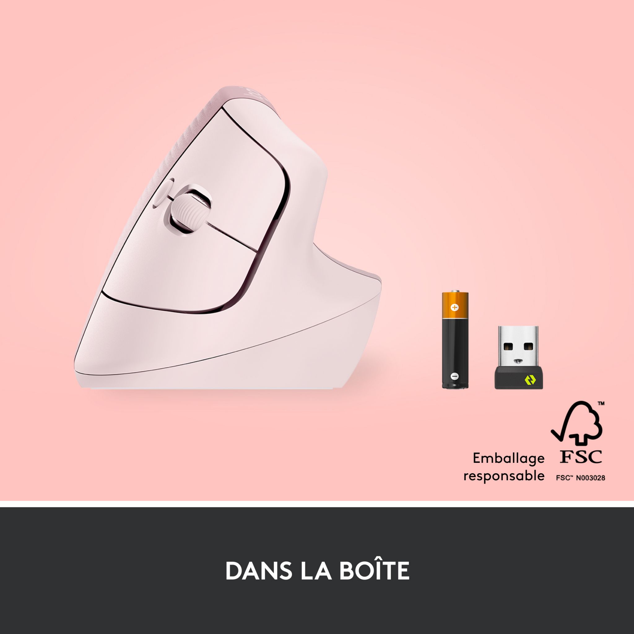 Voir la diapositive 8 : LOGITECH Souris LIFT SOURIS ERGO - Rose