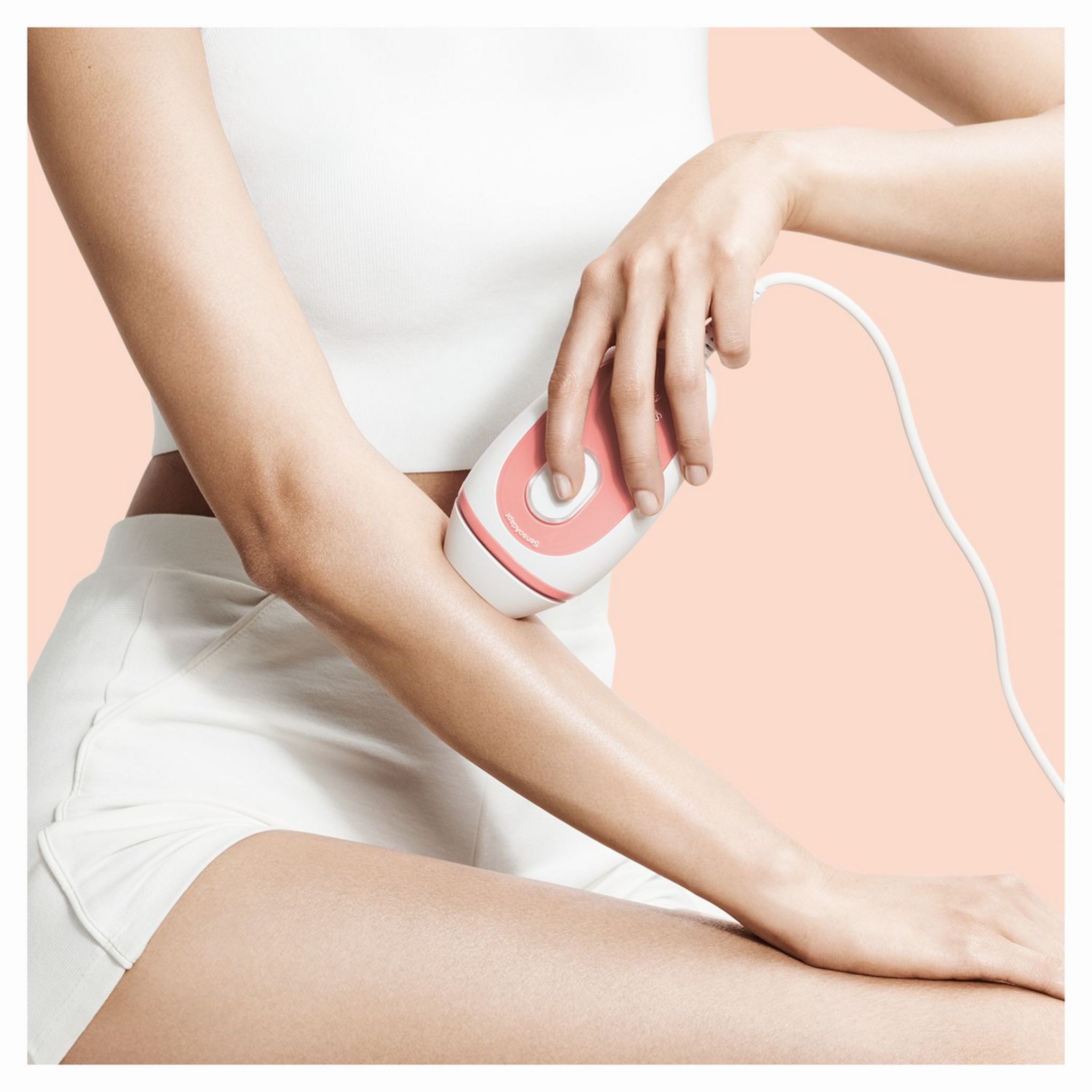 Voir la diapositive 2 : BRAUN Épilateur à la lumière pulsée PL1000 corps et visage - Rose