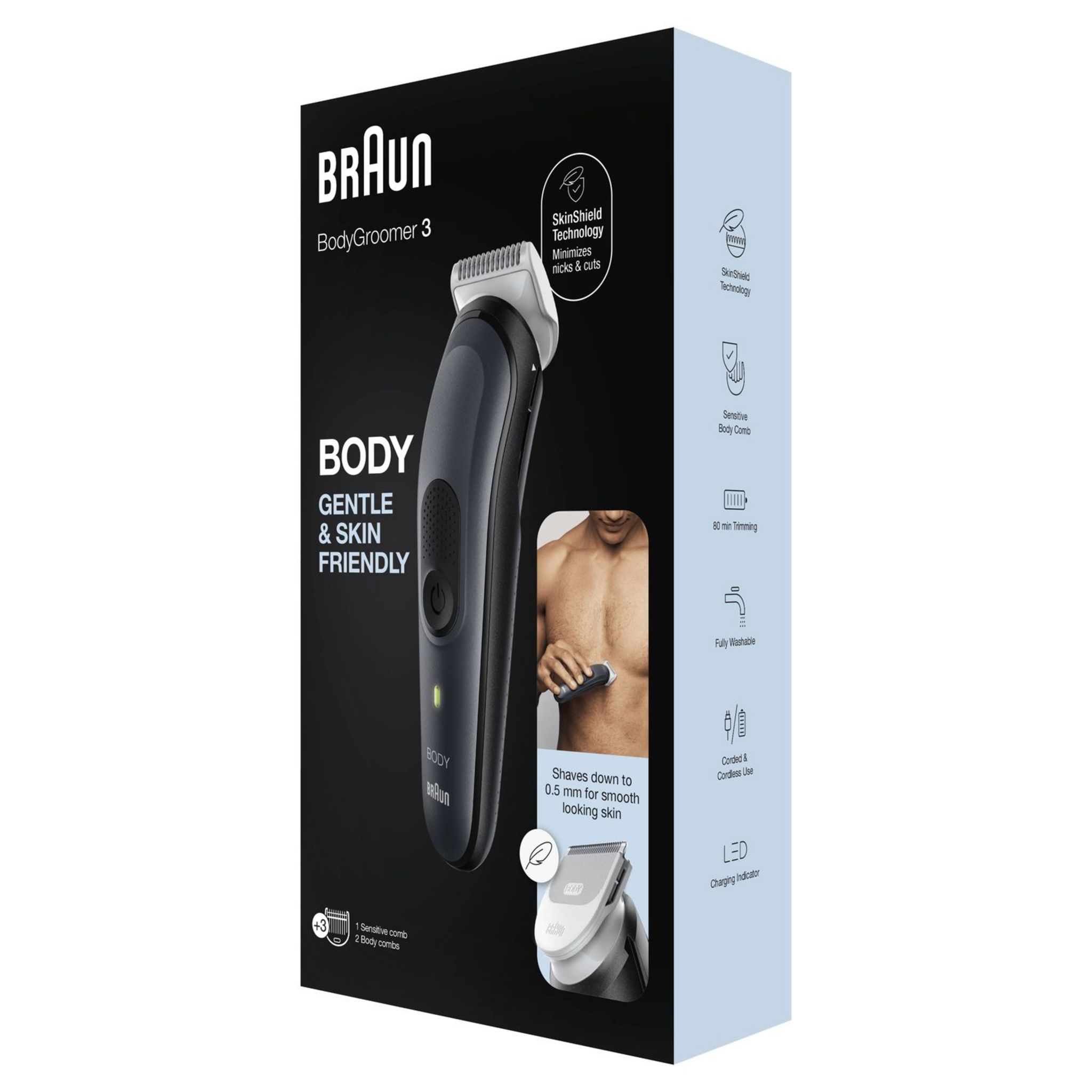 Voir la diapositive 8 : BRAUN Tondeuse corps BG3340 - Noir