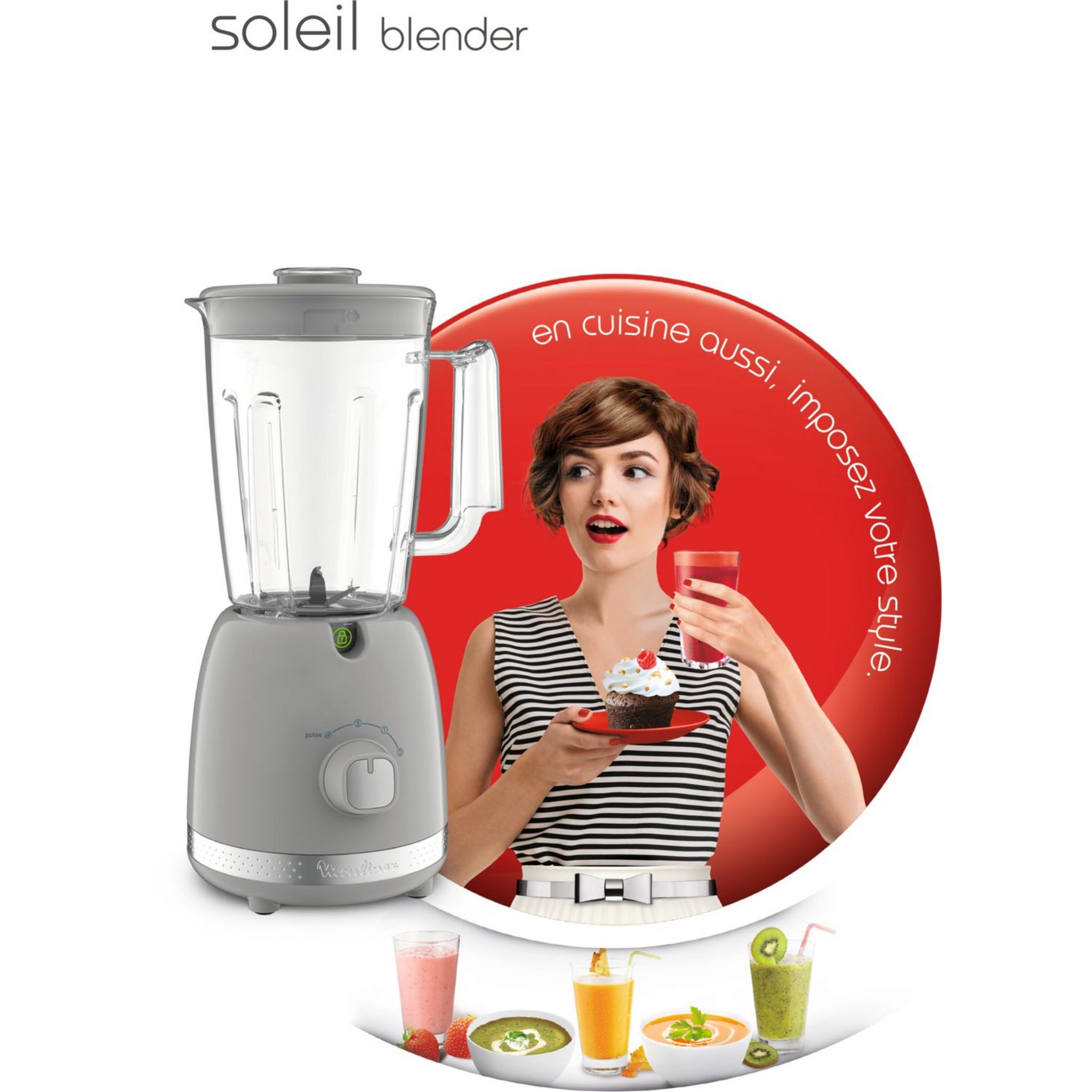 Voir la diapositive 11 : MOULINEX Blender soleil Pepper LM355E10 - Gris