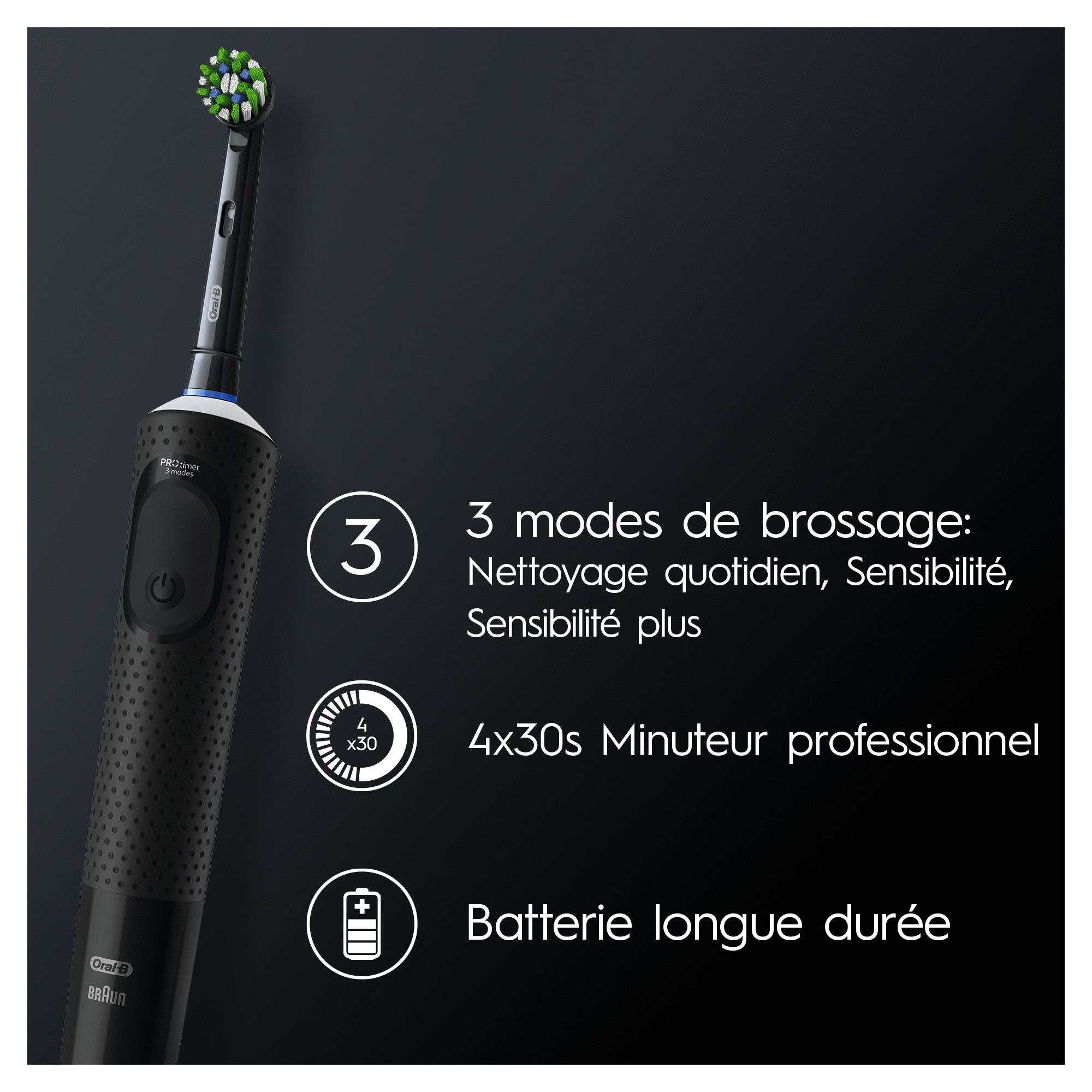 Voir la diapositive 11 : ORAL-B Brosse à dents électrique Vitality PRO - Noir