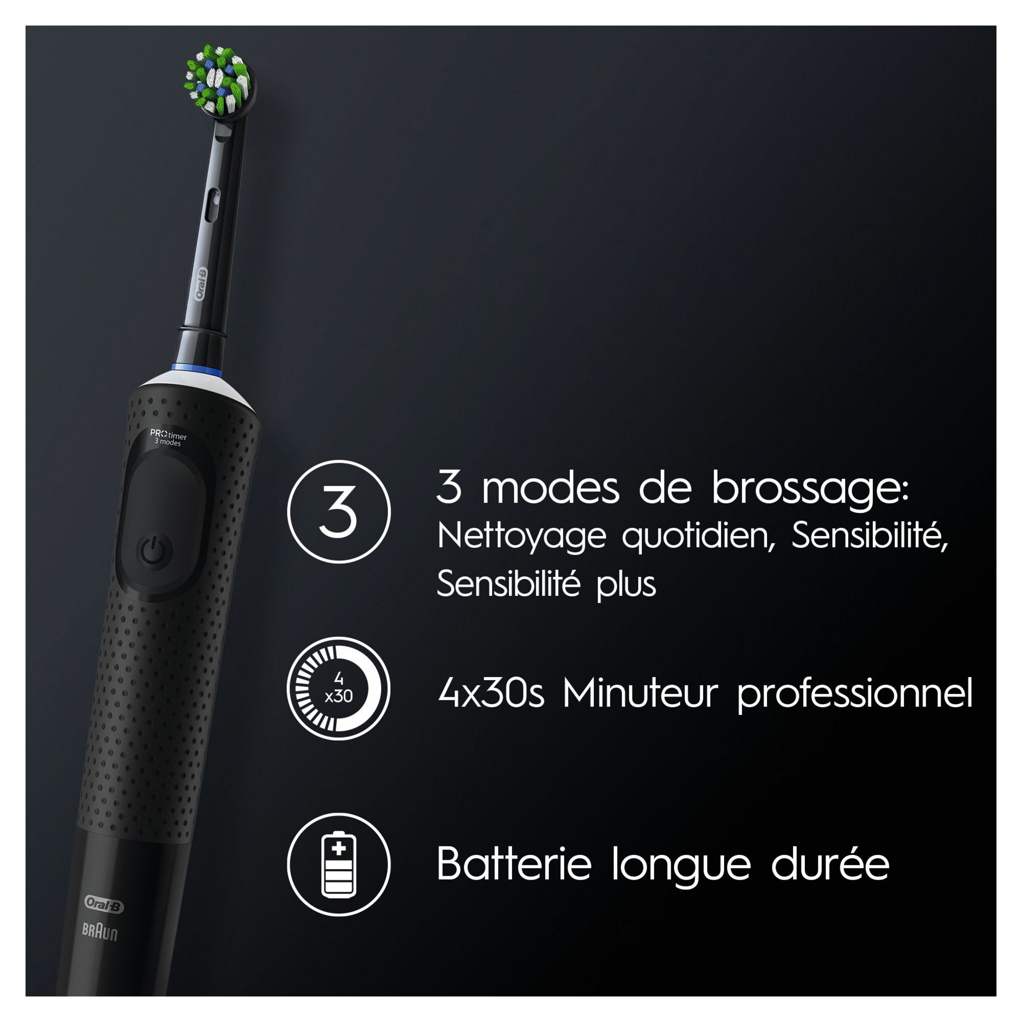 Voir la diapositive 11 : ORAL-B Brosse à dents électrique Vitality PRO - Noir