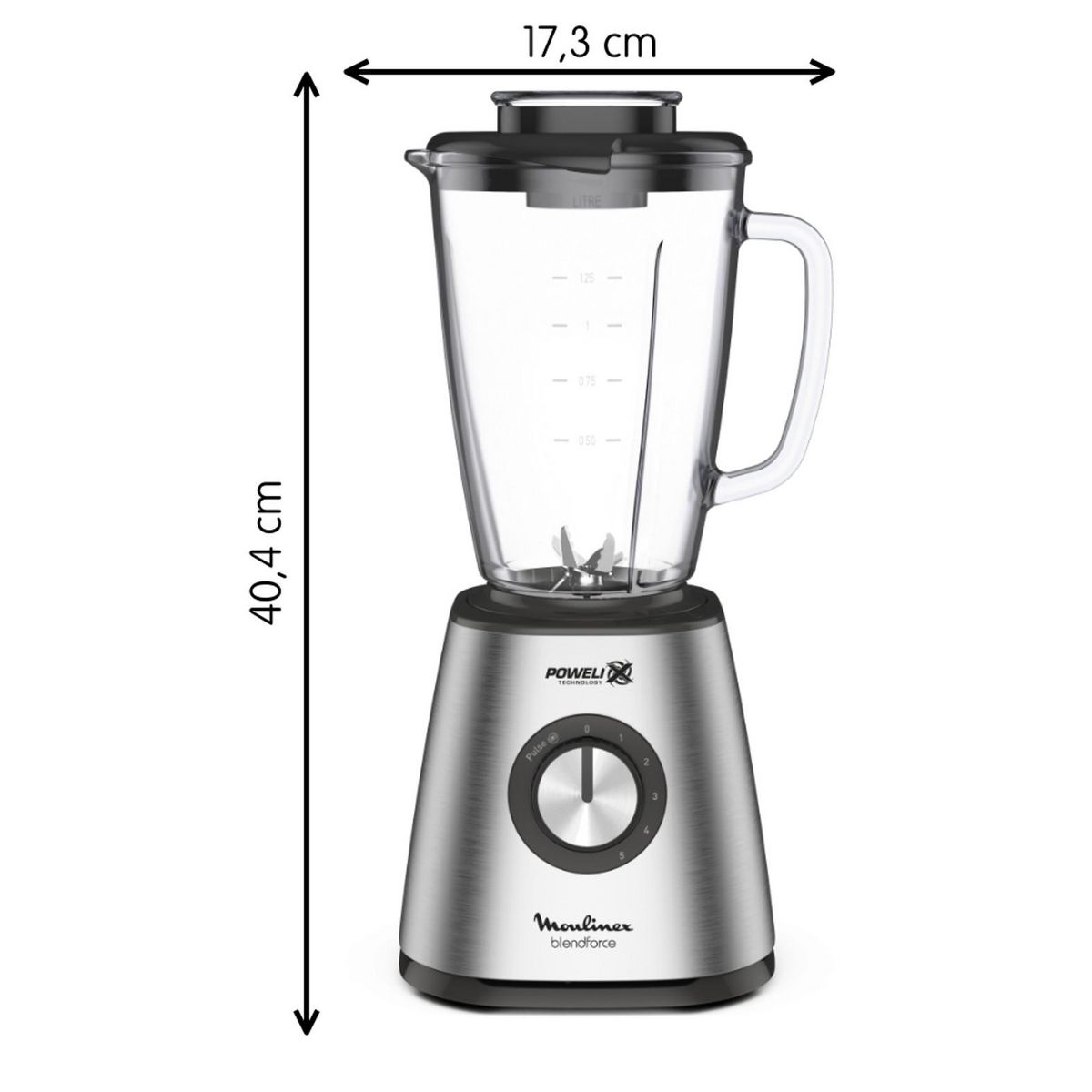 MOULINEX Blender bol en verre blendforce LM439D10 - Gris