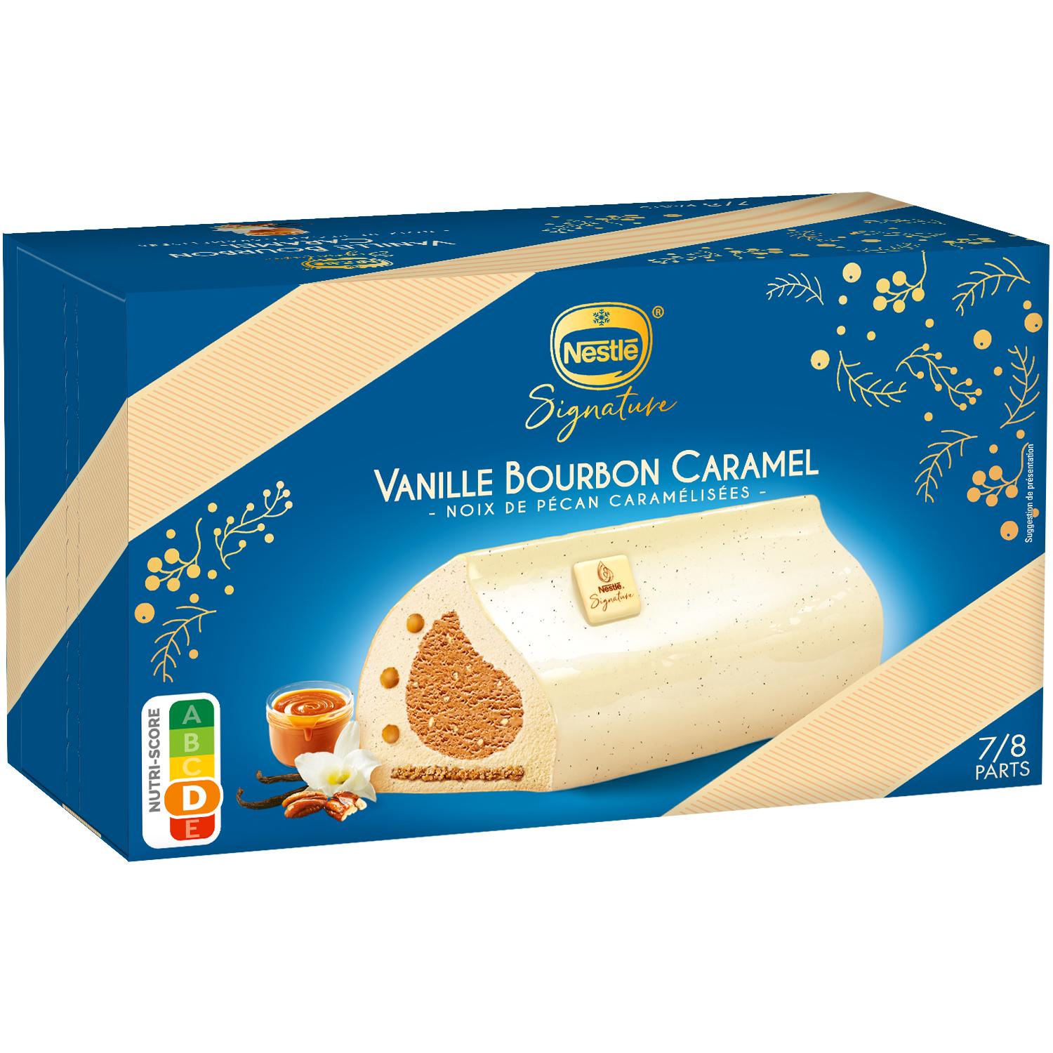 Voir la diapositive 2 : NESTLE Signature buche vanille bourbon caramel 7/8 parts 489g
