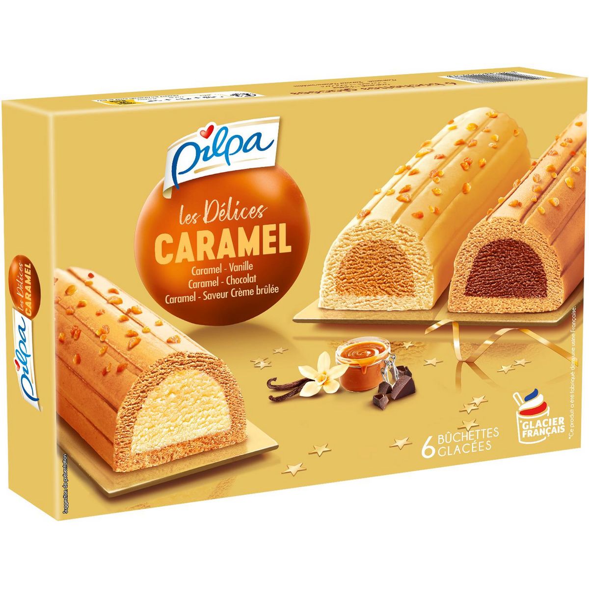 PILPA Les délices caramel buchettes glacées 6 pièces 336g
