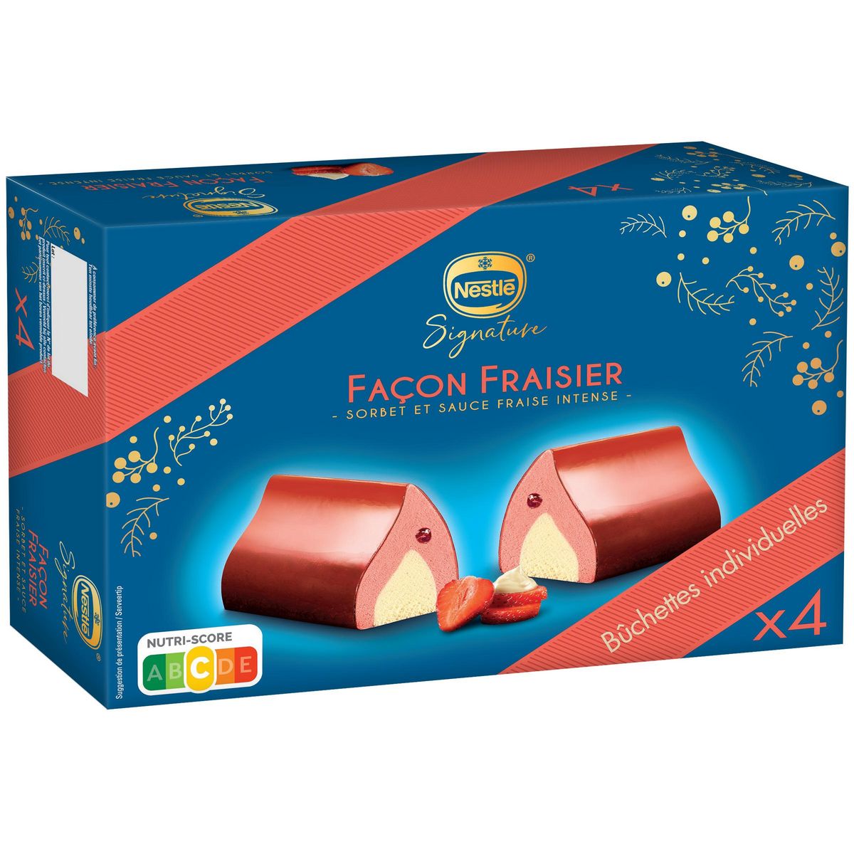 NESTLE Signature sorbet façon fraisier buchettes individuelles 4 pièces 310g