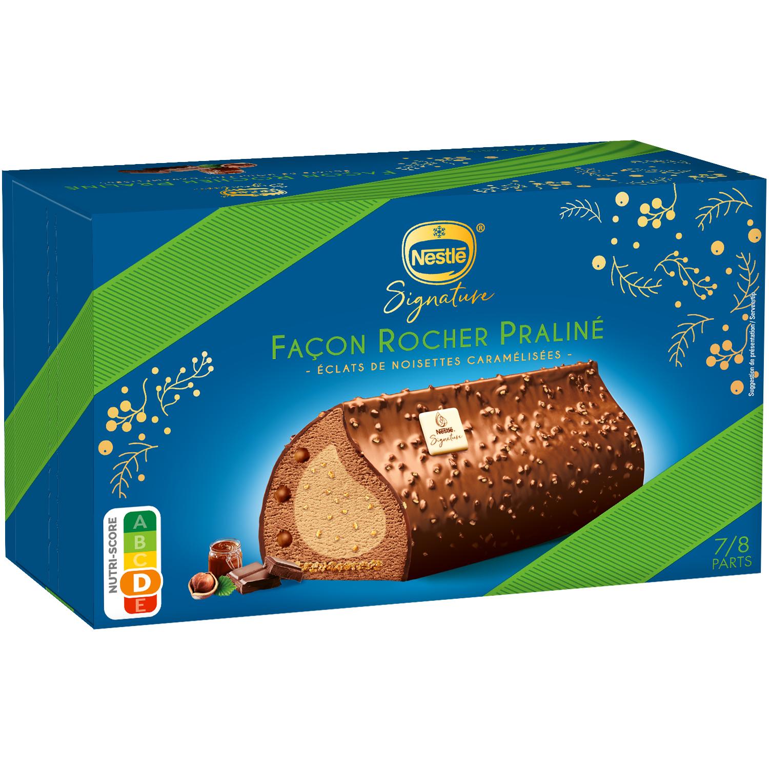Voir la diapositive 2 : NESTLE Signature bûche glacée façon rocher praliné 7-8 parts 511g