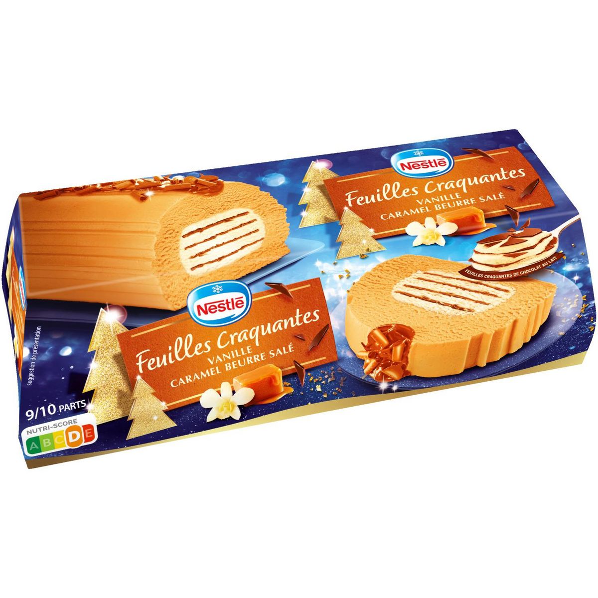 NESTLE Buche glacée feuilles craquantes vanille caramel beurre salé 9-10 parts 540g