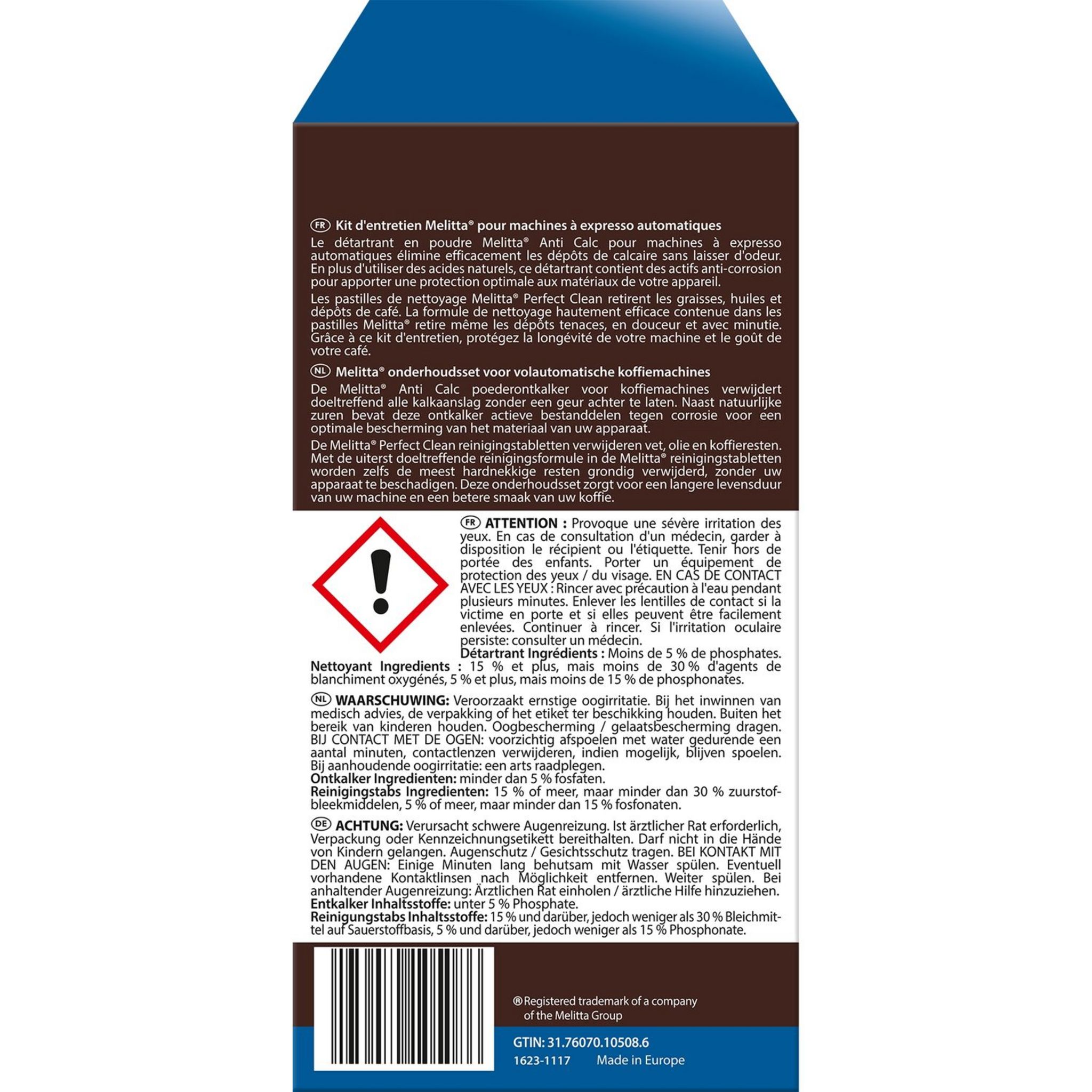 Voir la diapositive 2 : MELITTA Kit détartrant et nettoyant expresso