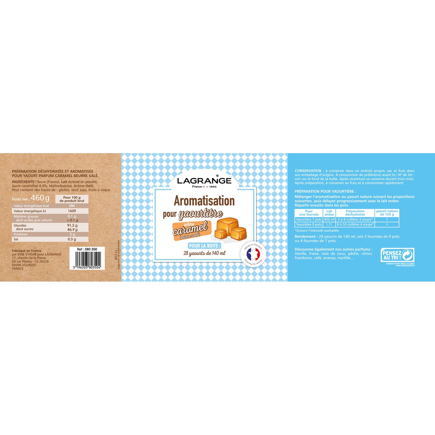 Voir la diapositive 2 : LAGRANGE Aromatiseur yahourt caramel 380350