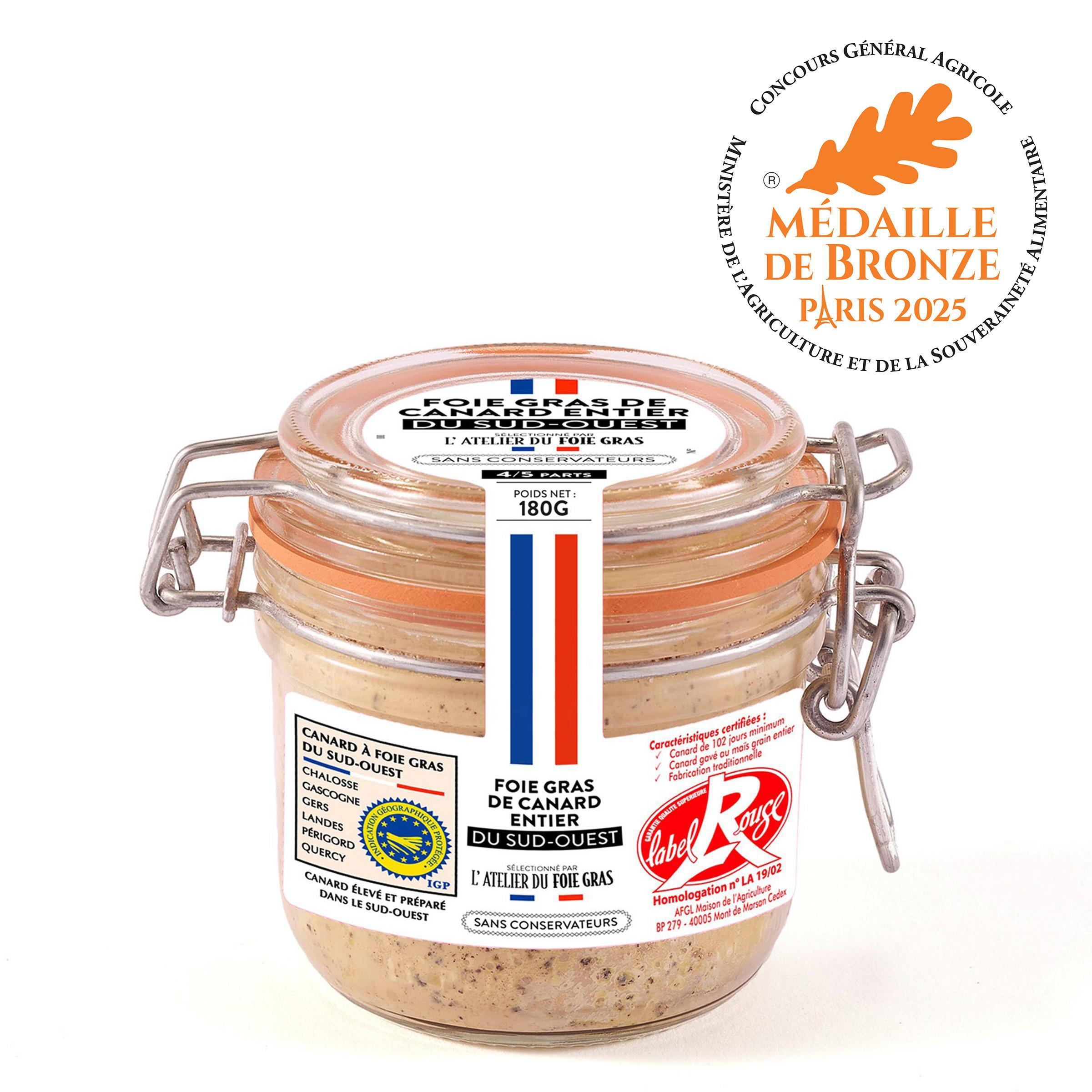 DELPEYRAT Foie gras de Canard Entier du Sud-Ouest en bocal LABEL ROUGE 180g