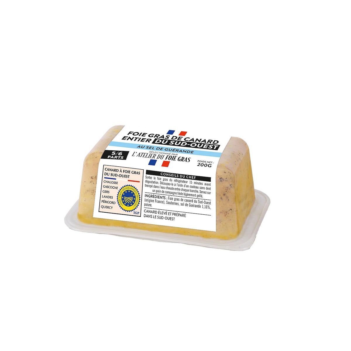 L'ATELIER DU FOIE GRAS Foie gras de canard entier du sud-ouest au sel de Guérande 200g