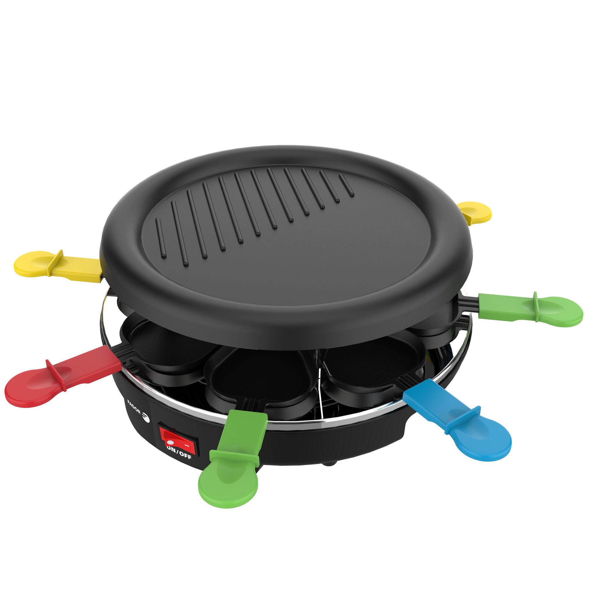 Voir la diapositive 2 : FAGOR Appareil à raclette 8 personnes FG8808 - Noir