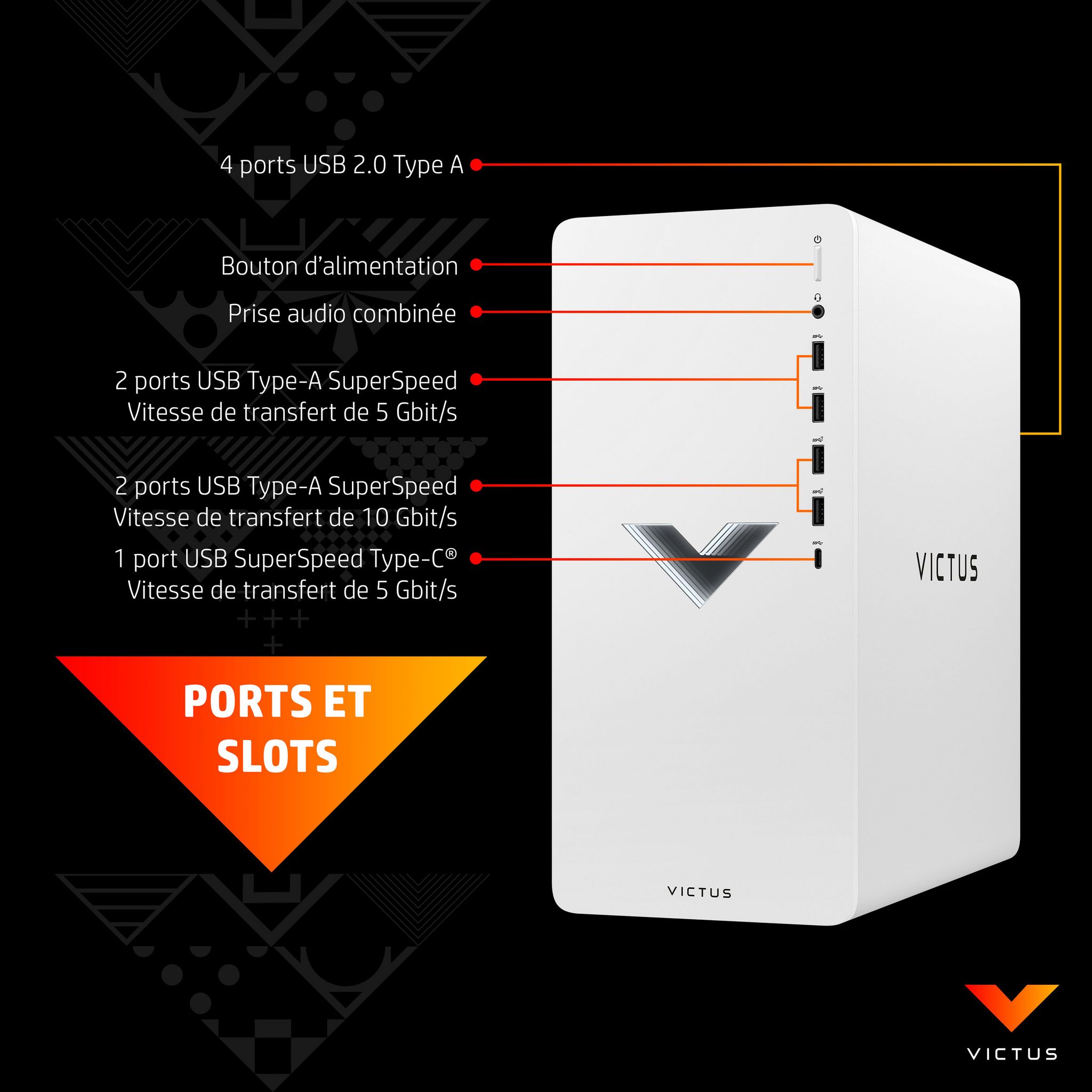 Voir la diapositive 7 : HP Unité centrale gamer TG02-0090NF VICTUS - Noir