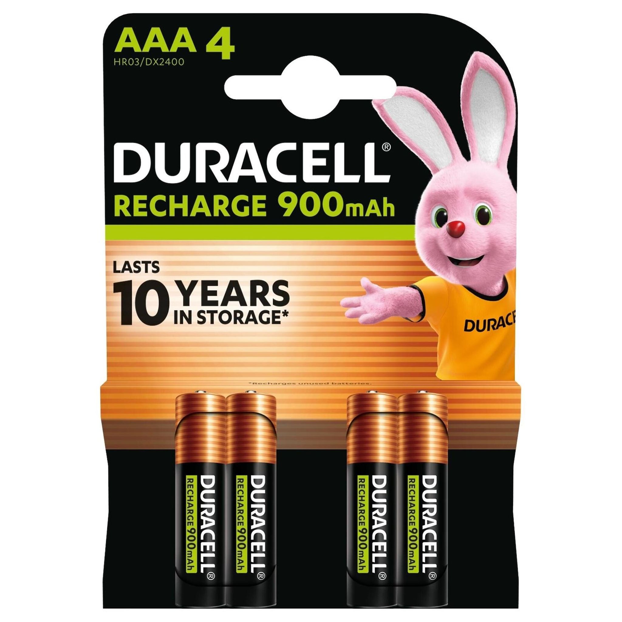 DURACELL Piles rcr 10 ans hr3 aaa x4 900 mah