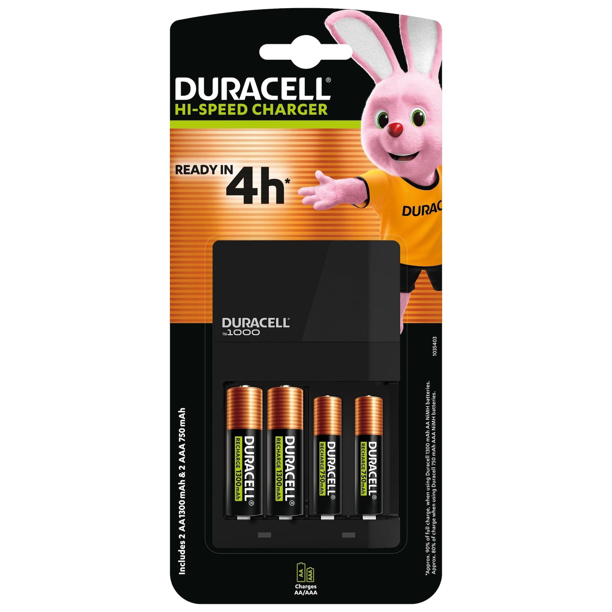 DURACELL Chargeur 4h cef14 + aa/aaa x2