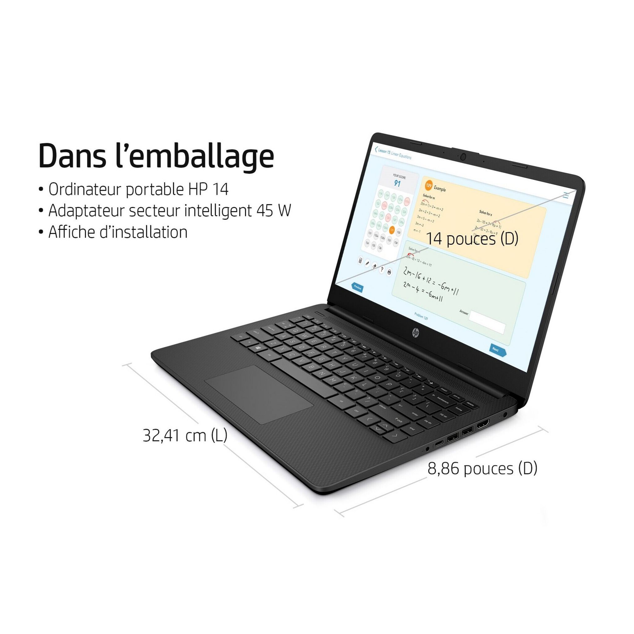 Voir la diapositive 4 : HP Ordinateur portable 14S-DQ2043NF