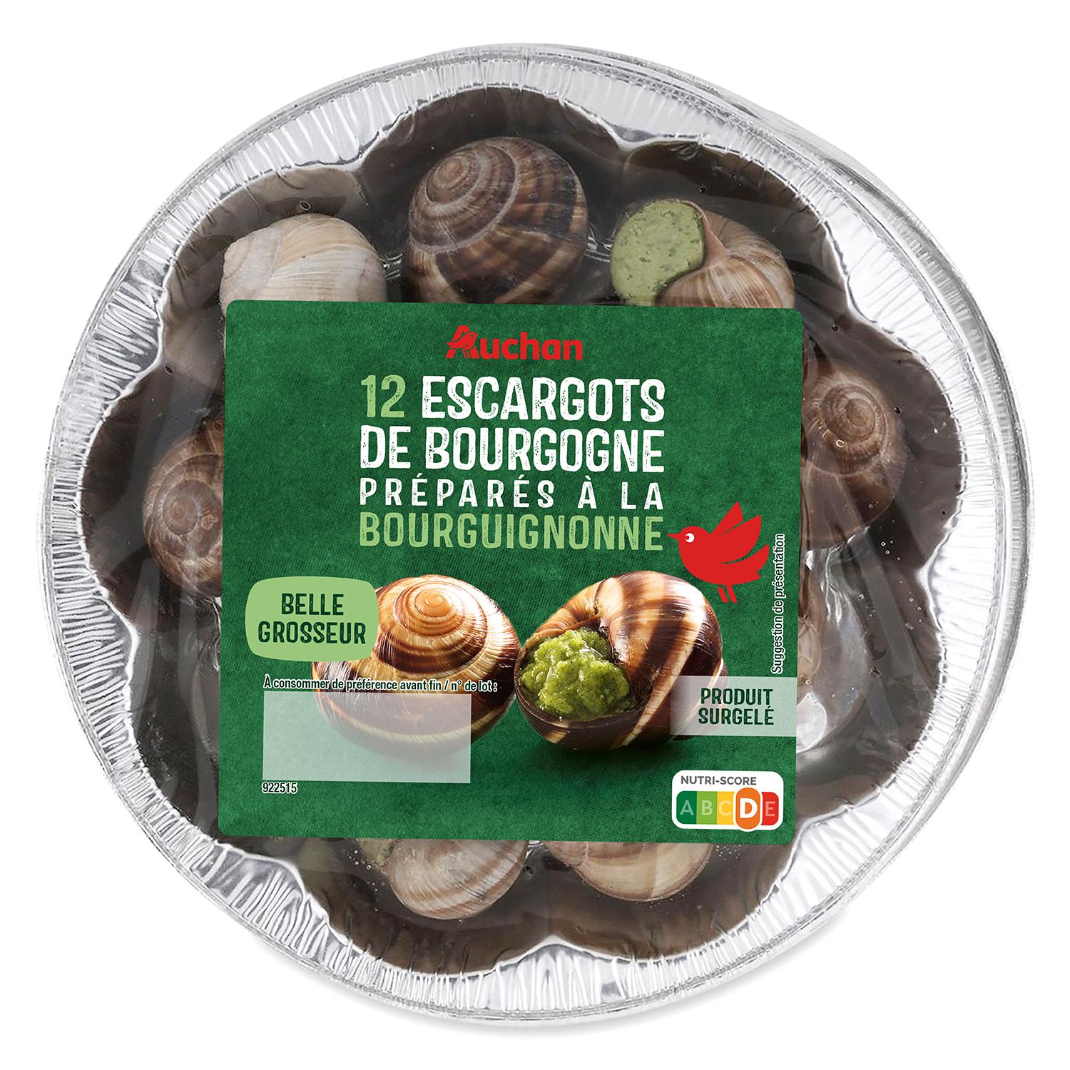 Voir la diapositive 2 : AUCHAN Escargots de Bourgogne préparés à la bourguignonne 12 pièces 89g