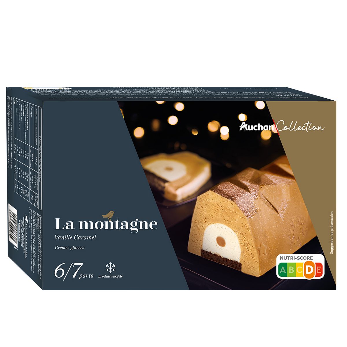 AUCHAN COLLECTION La Montagne crème glacée vanille caramel 6/7 parts 485g