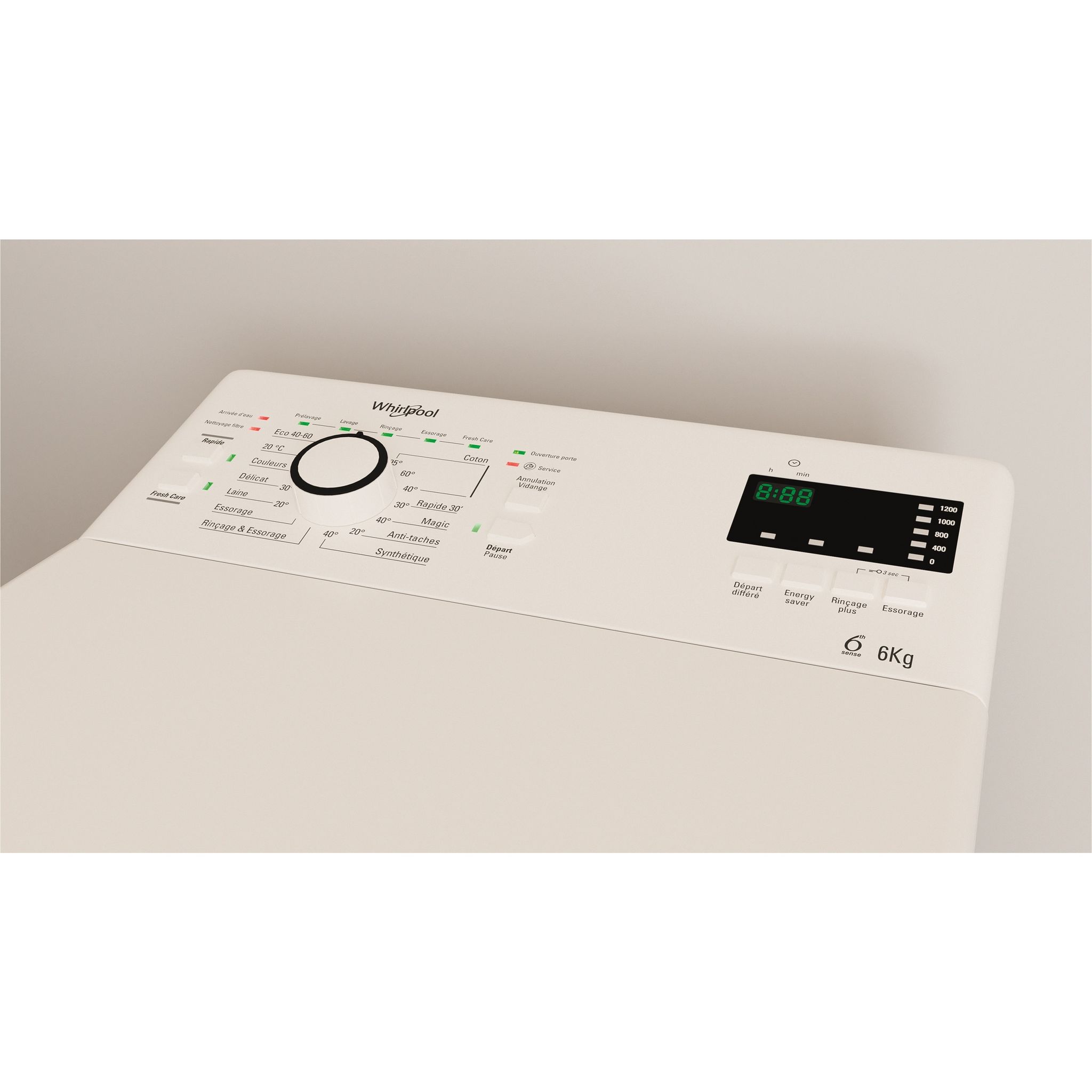 Voir la diapositive 4 : WHIRLPOOL Lave linge top TDLR6247FRN, 6 kg, 1200 T/min
