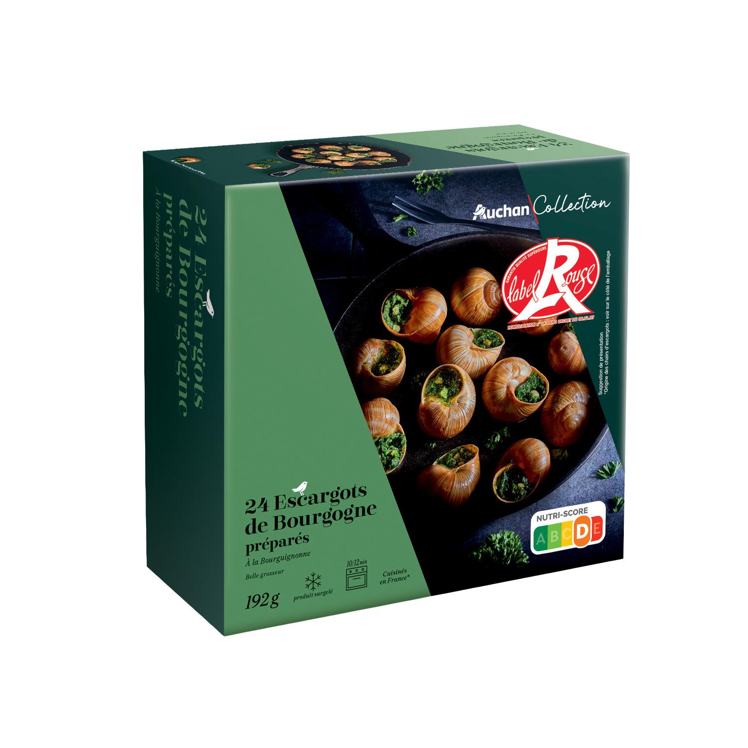 Voir la diapositive 2 : AUCHAN COLLECTION Escargots de Bourgogne Label Rouge 24 pièces 196g