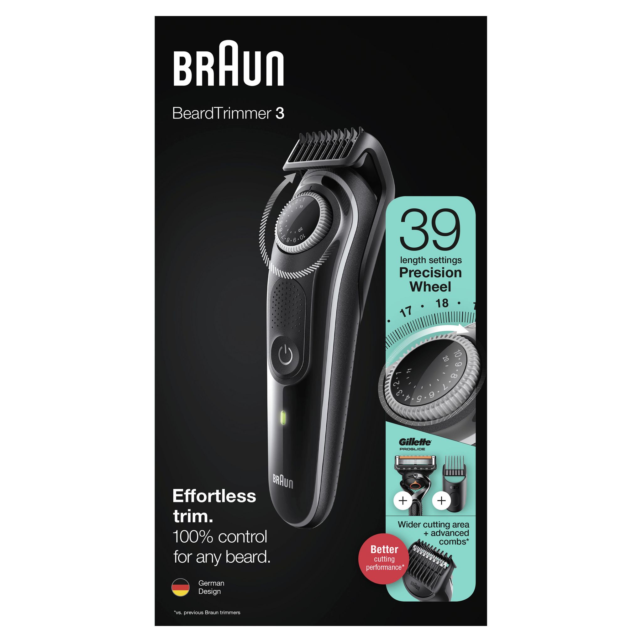 Voir la diapositive 2 : BRAUN Tondeuse barbe sans fil BT3342 - Noir