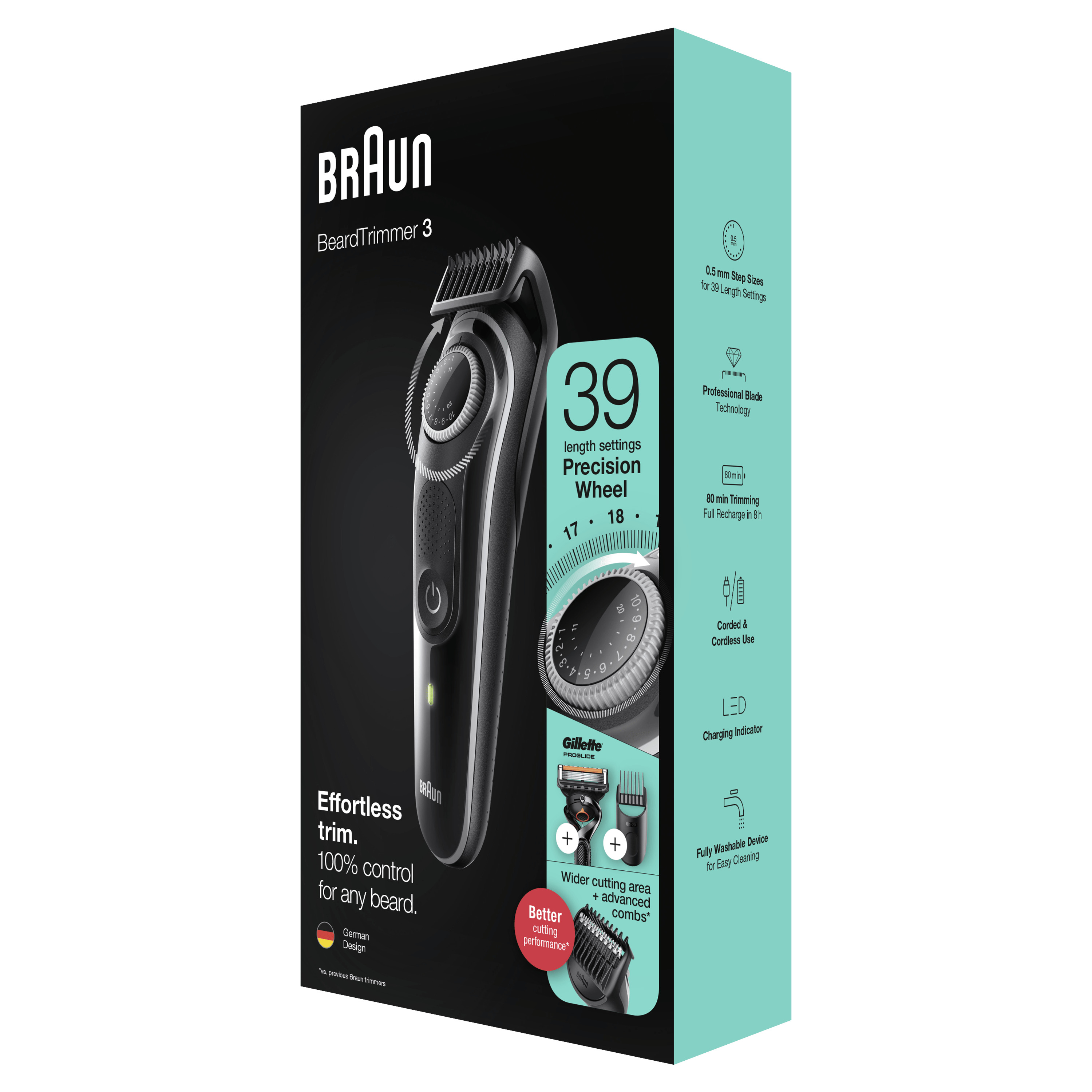 Voir la diapositive 9 : BRAUN Tondeuse barbe sans fil BT3342 - Noir