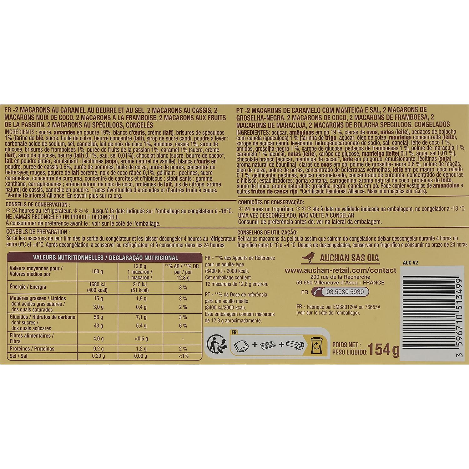 Voir la diapositive 3 : AUCHAN Assortiment de macarons 12 pièces 154g