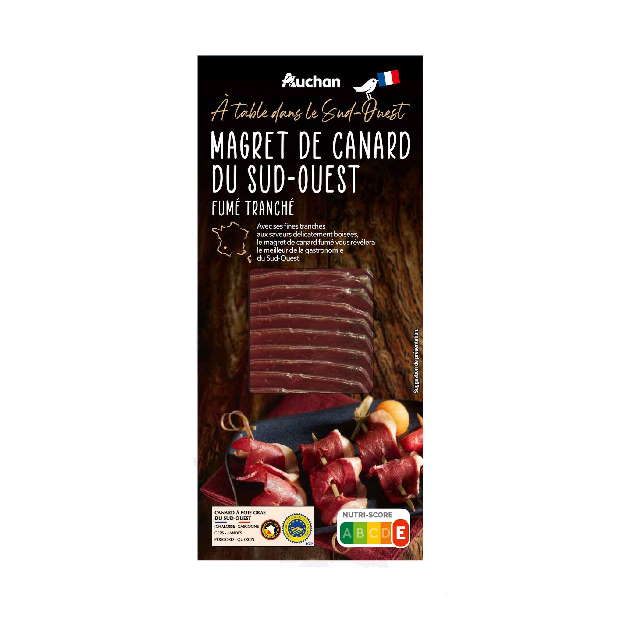 AUCHAN TERROIR Magret de canard du Sud-Ouest fumé tranché 70g