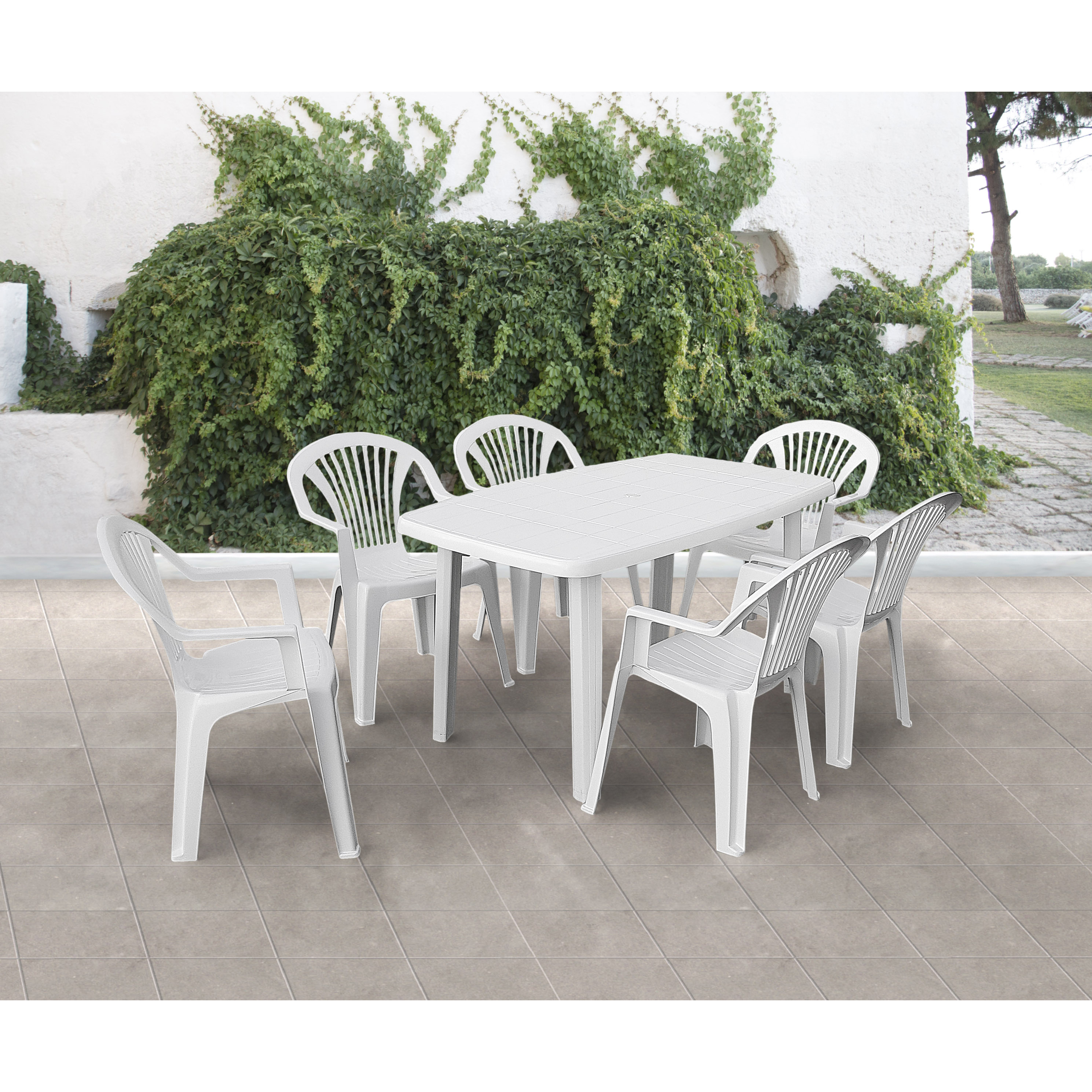 Voir la diapositive 2 : ARETA Table de jardin ovale Sorrento blanc