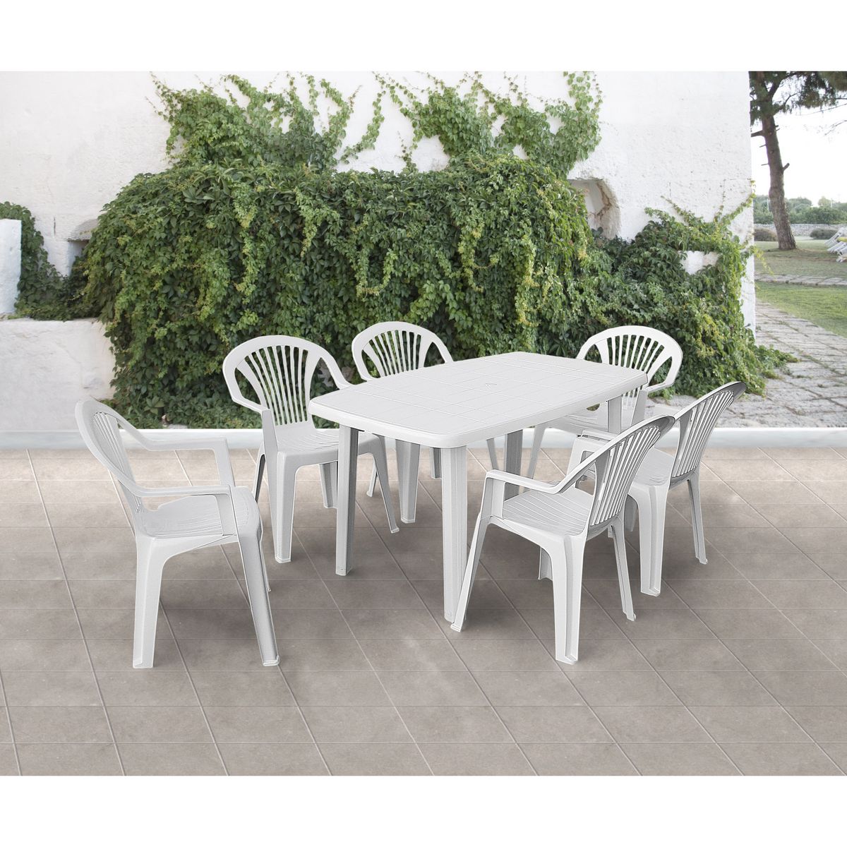ARETA Table de jardin ovale Sorrento blanc