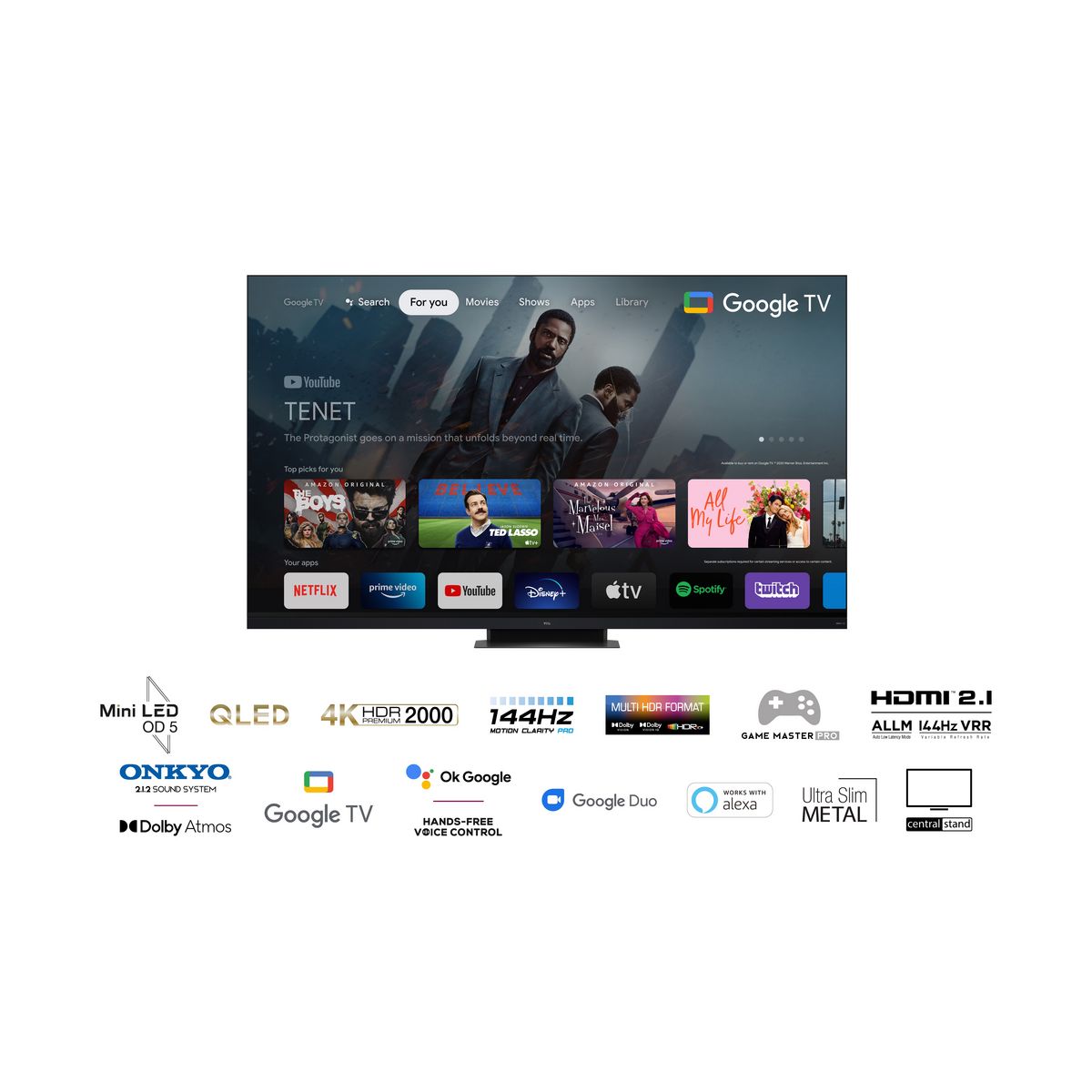 TCL 65C935 TV QLED MINI LED 165 cm Google TV