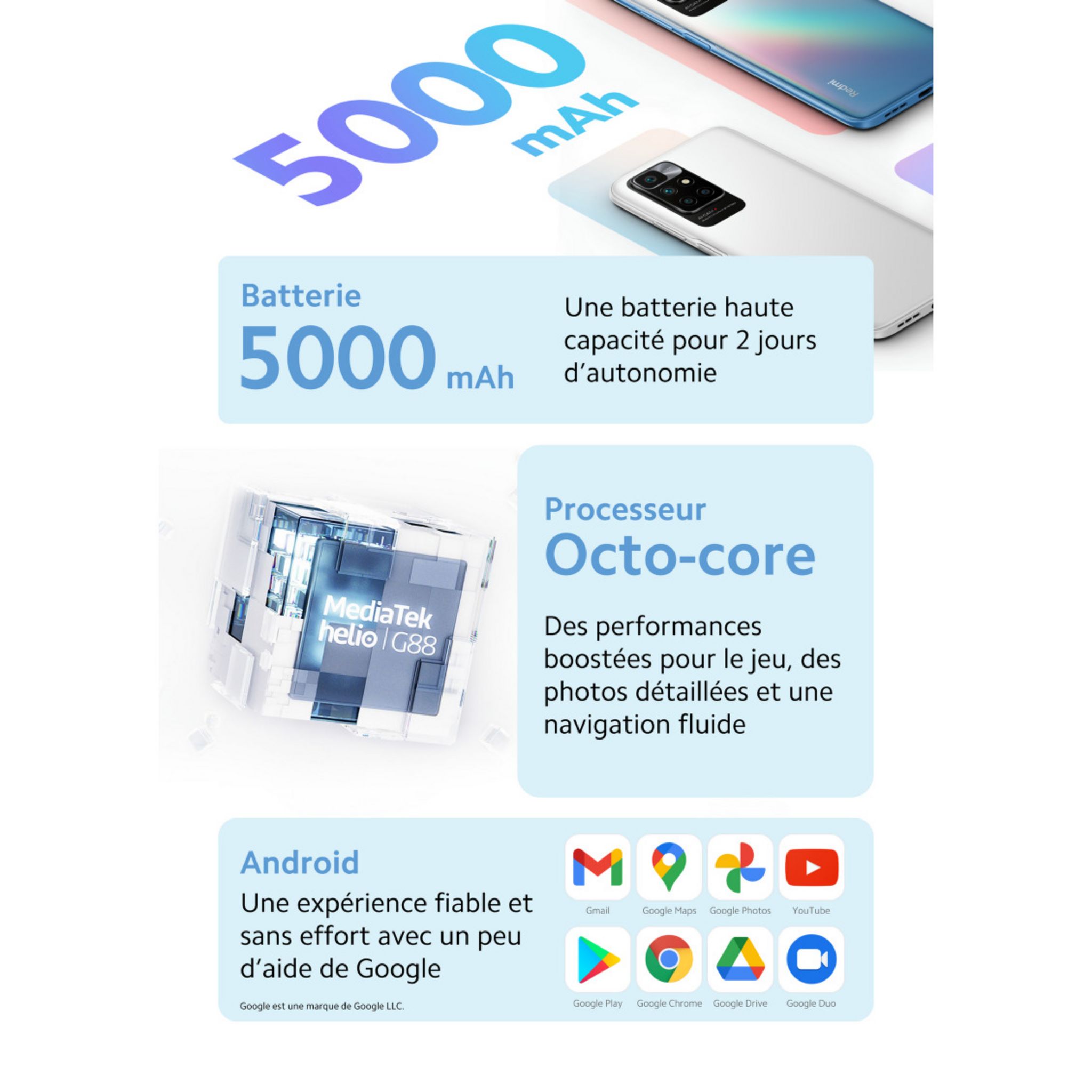 Voir la diapositive 8 : XIAOMI Redmi 10 2022 64 Go - Blanc