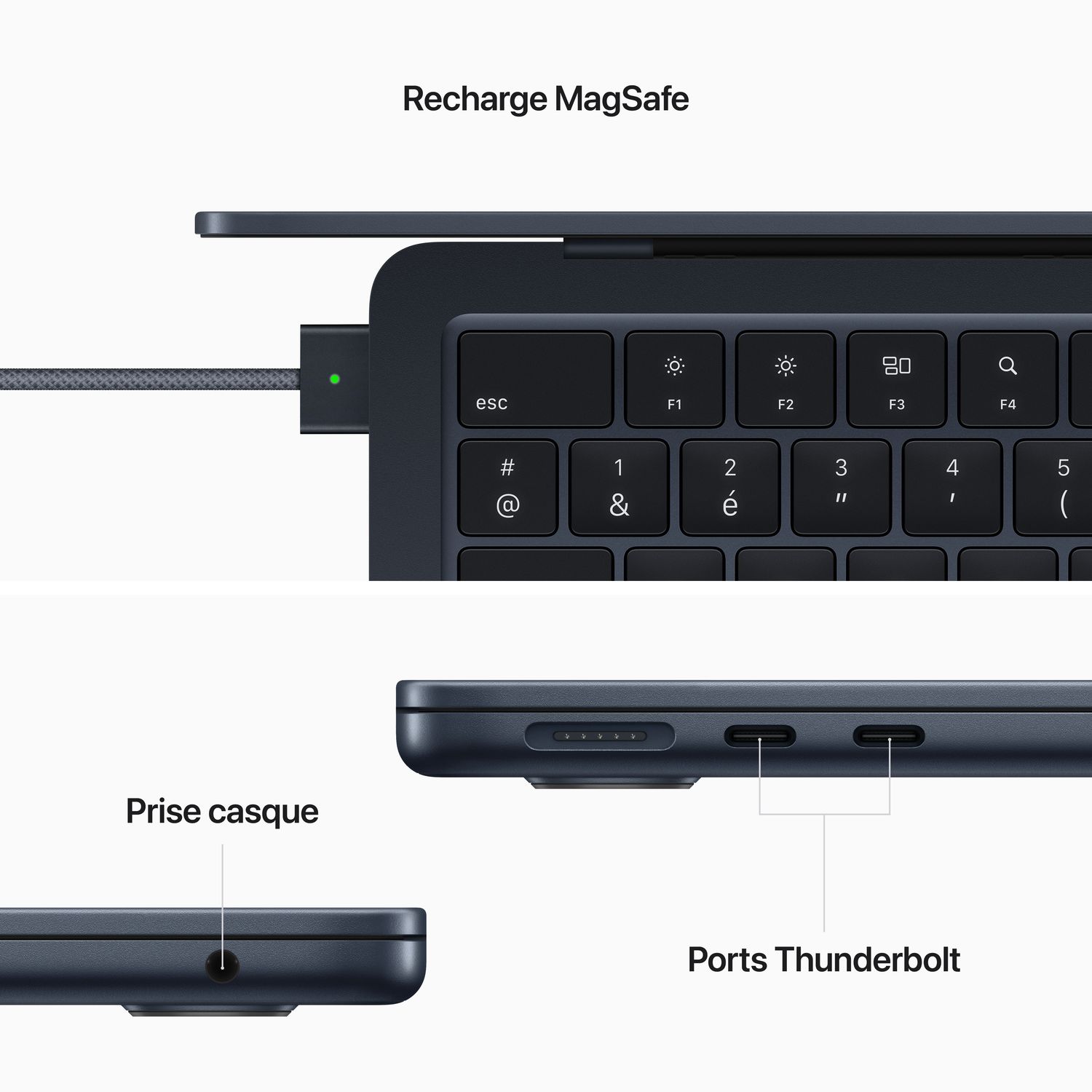 Voir la diapositive 6 : APPLE MacBook Air 13 pouces - Puce M2 -512GO - Midnight