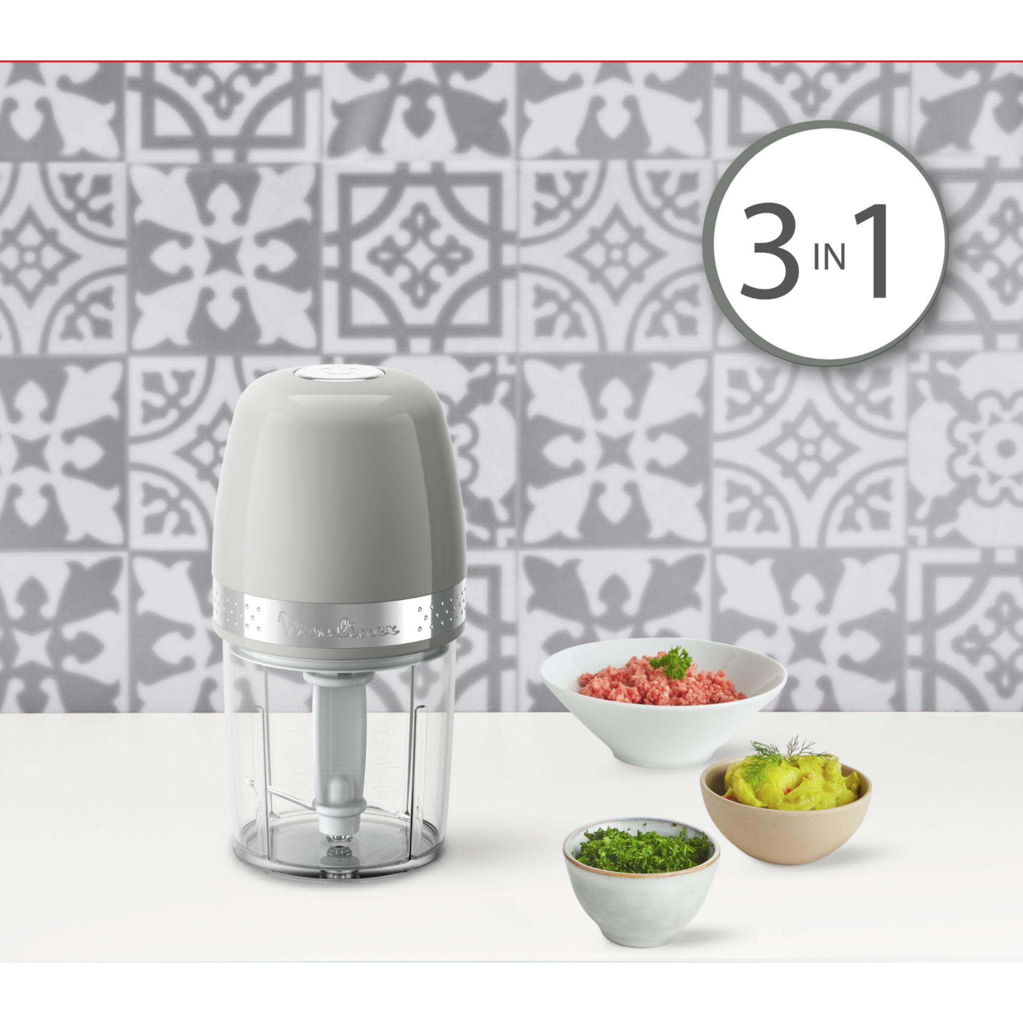 Voir la diapositive 6 : MOULINEX Mini hachoir DJ360E10 - Gris