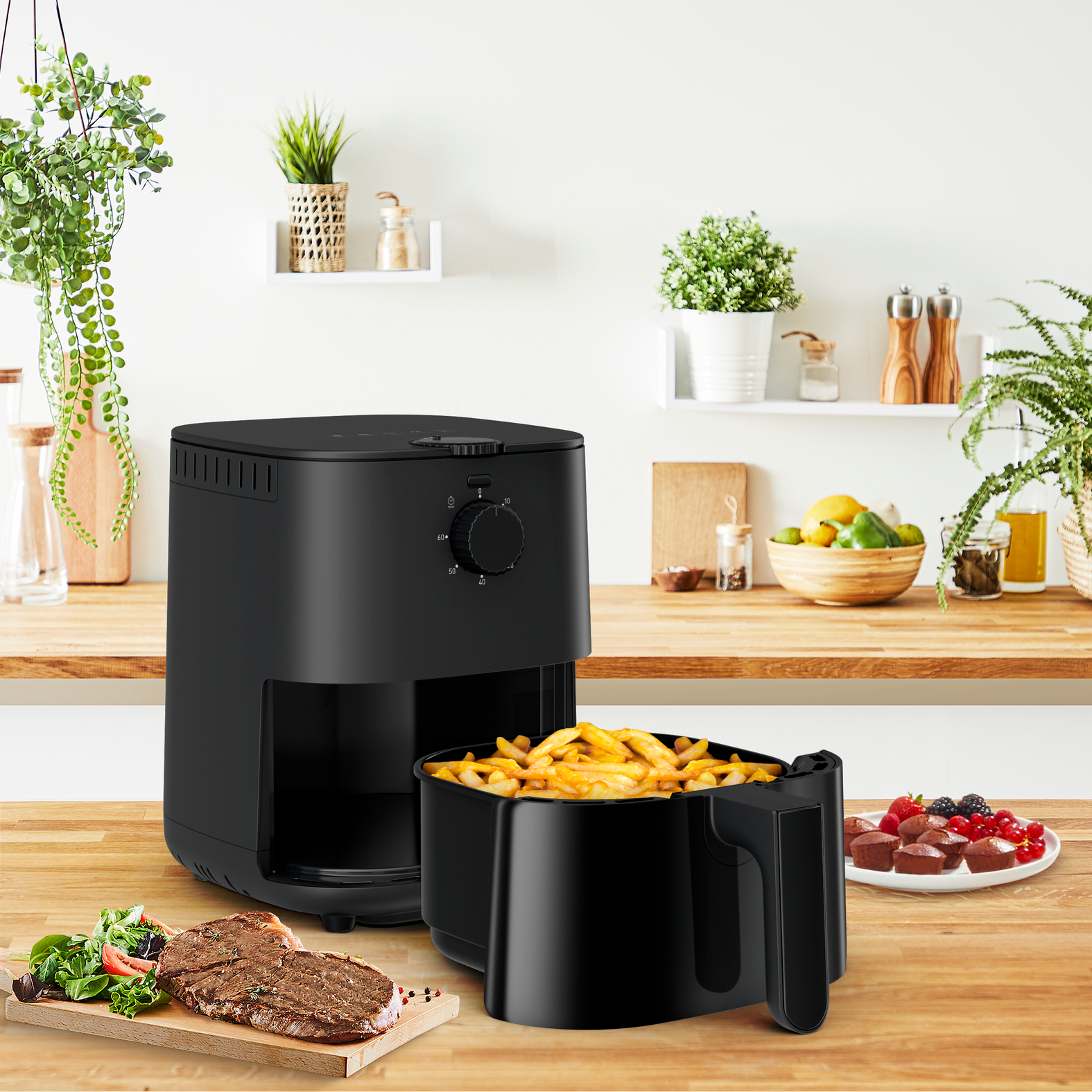 Voir la diapositive 5 : TEFAL Friteuse électrique sans huile à air chaud EY13081 - Noir