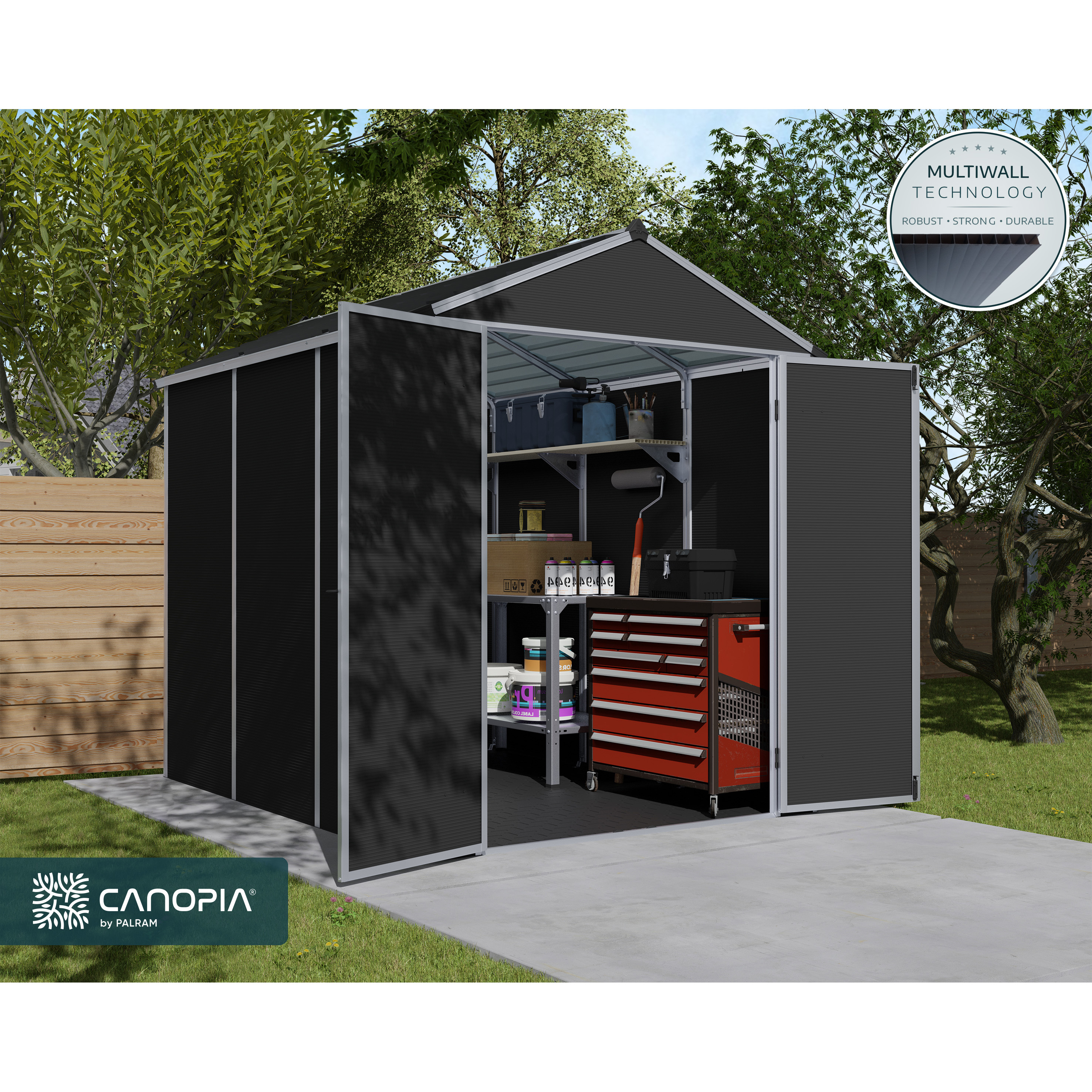Voir la diapositive 2 : CANOPIA BY PALRAM Abri de jardin résine - 4,2m² - RUBICON SHED