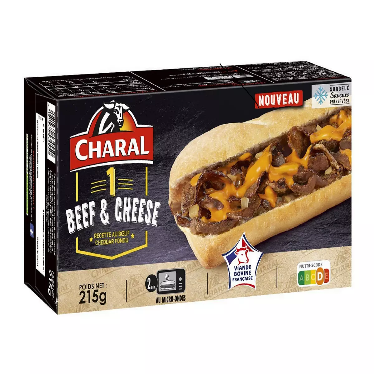 CHARAL Sandwich au boeuf et cheddar fondu 215g