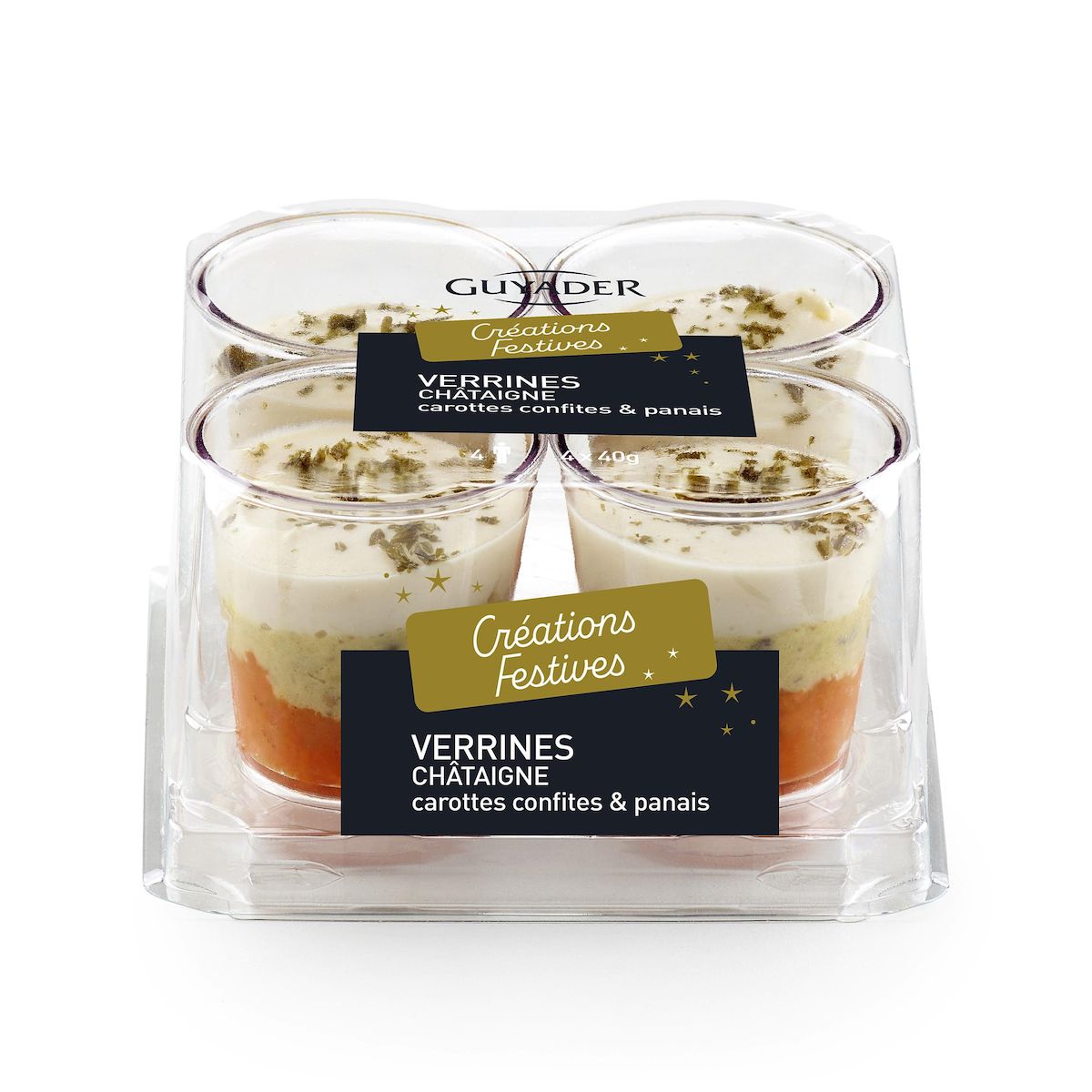 GUYADER Verrines à la châtaigne carottes confites et panais 4x40g