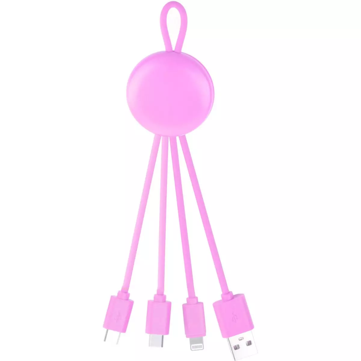 SELECLINE Câble Micro USB/USB C/Lightning/USB - Rose