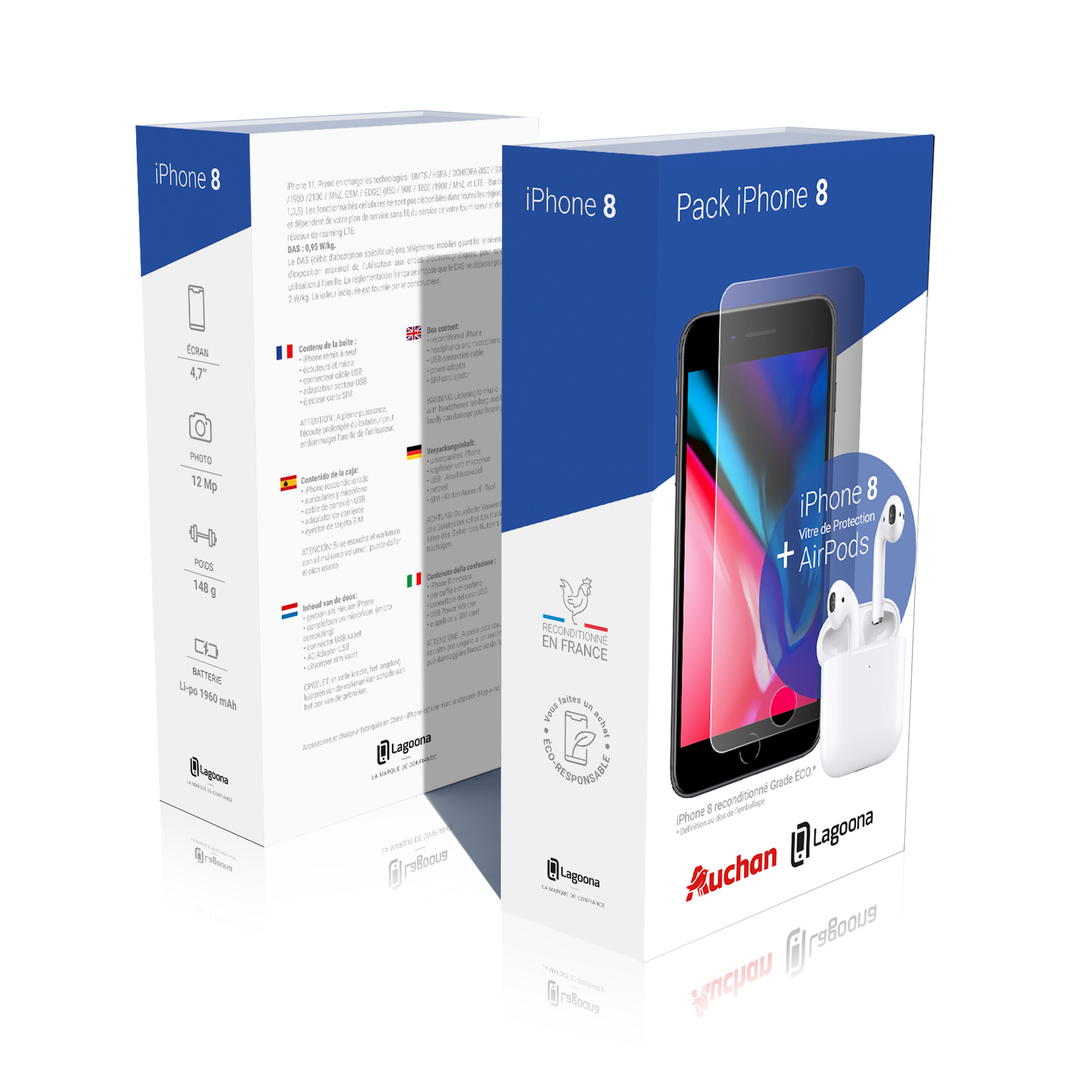 APPLE Pack iPhone 8 Reconditionné + AirPods LAGOONA 64Go - Grade A - Gris