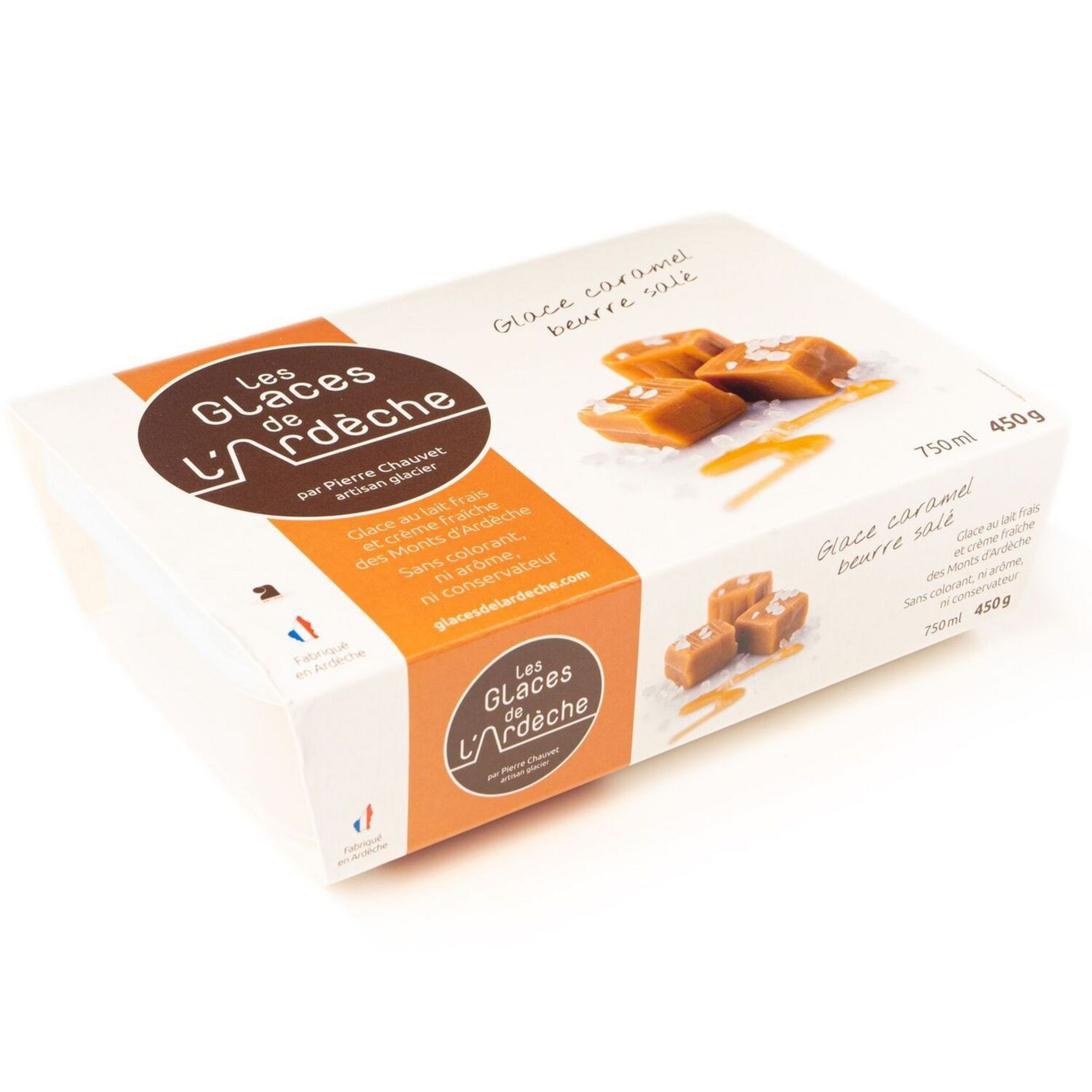 LES GLACES DE L'ARDECHE Crème glacée au caramel beurre salé 450g