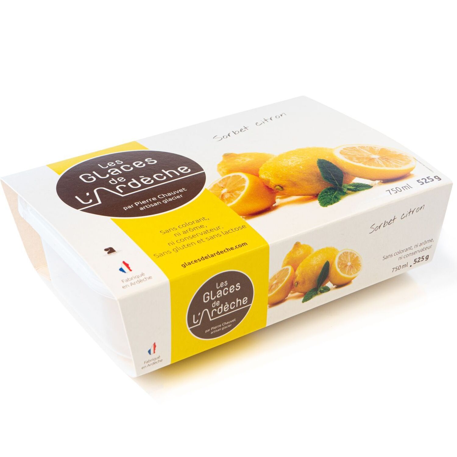 LES GLACES DE L'ARDECHE Sorbet au citron 525g