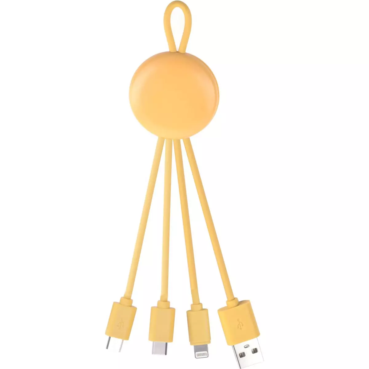 SELECLINE Câble Micro USB/USB C/Lightning/USB - Jaune