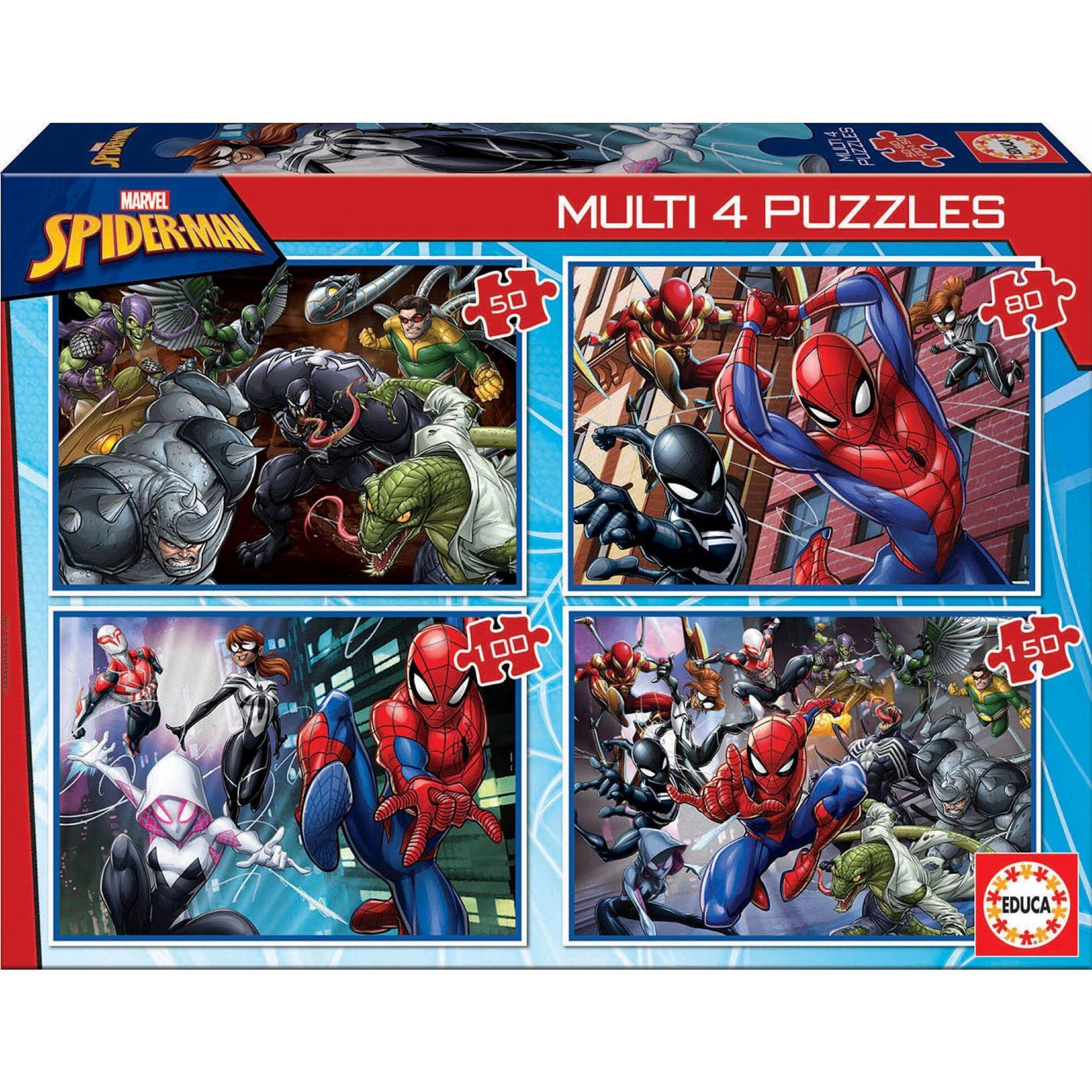 EDUCA Puzzle Multi 4 en 1 50/80/100/150 pièces Ultimate Spiderman