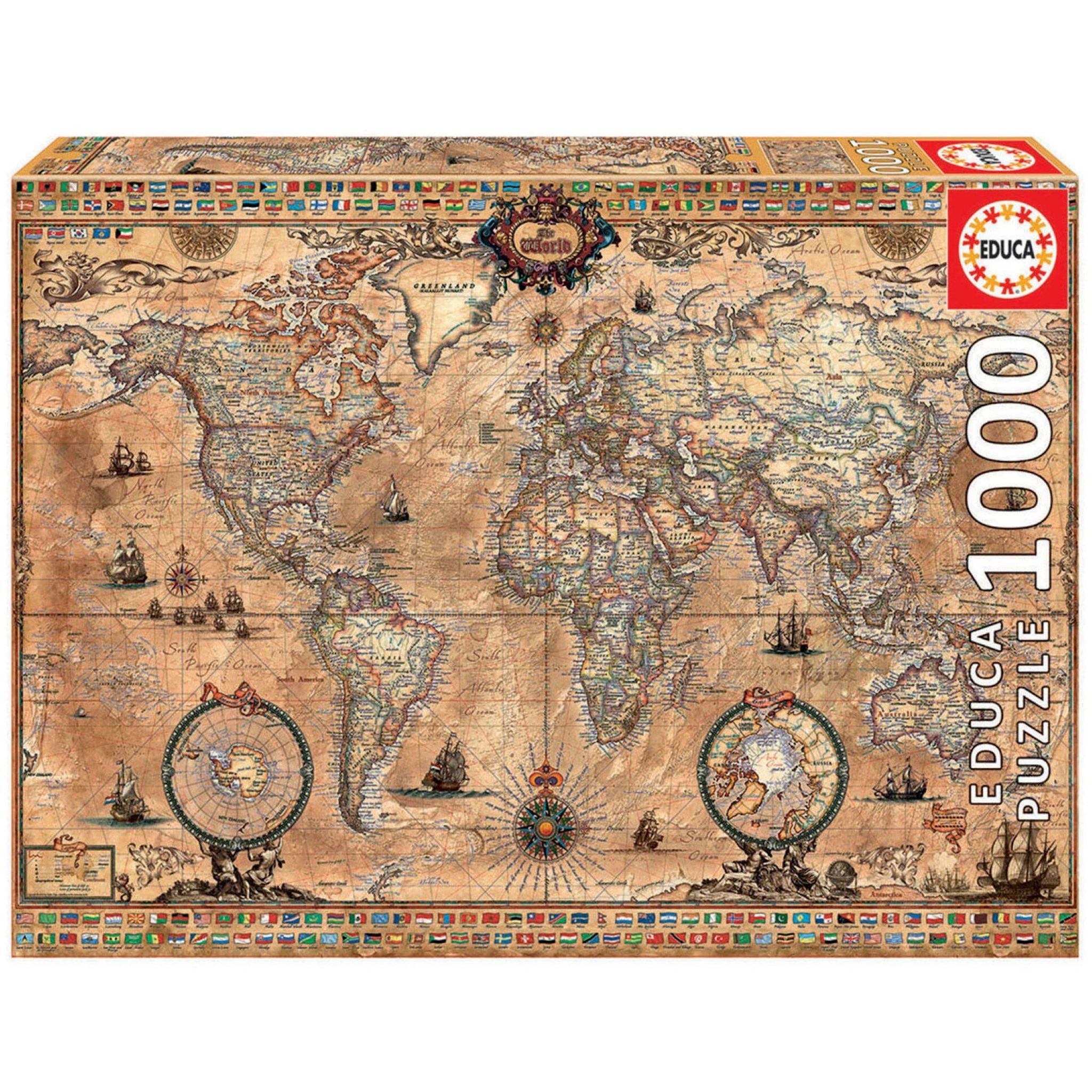 EDUCA Puzzle 1000 pièces Mappe Monde