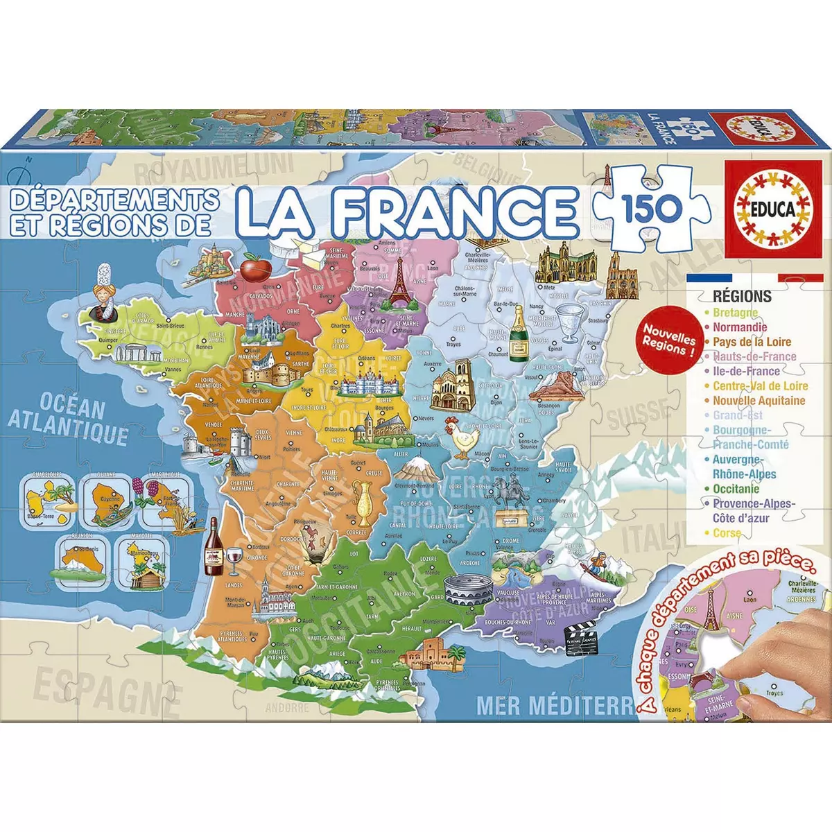 EDUCA Puzzle de 150 pièces Département et régions de France