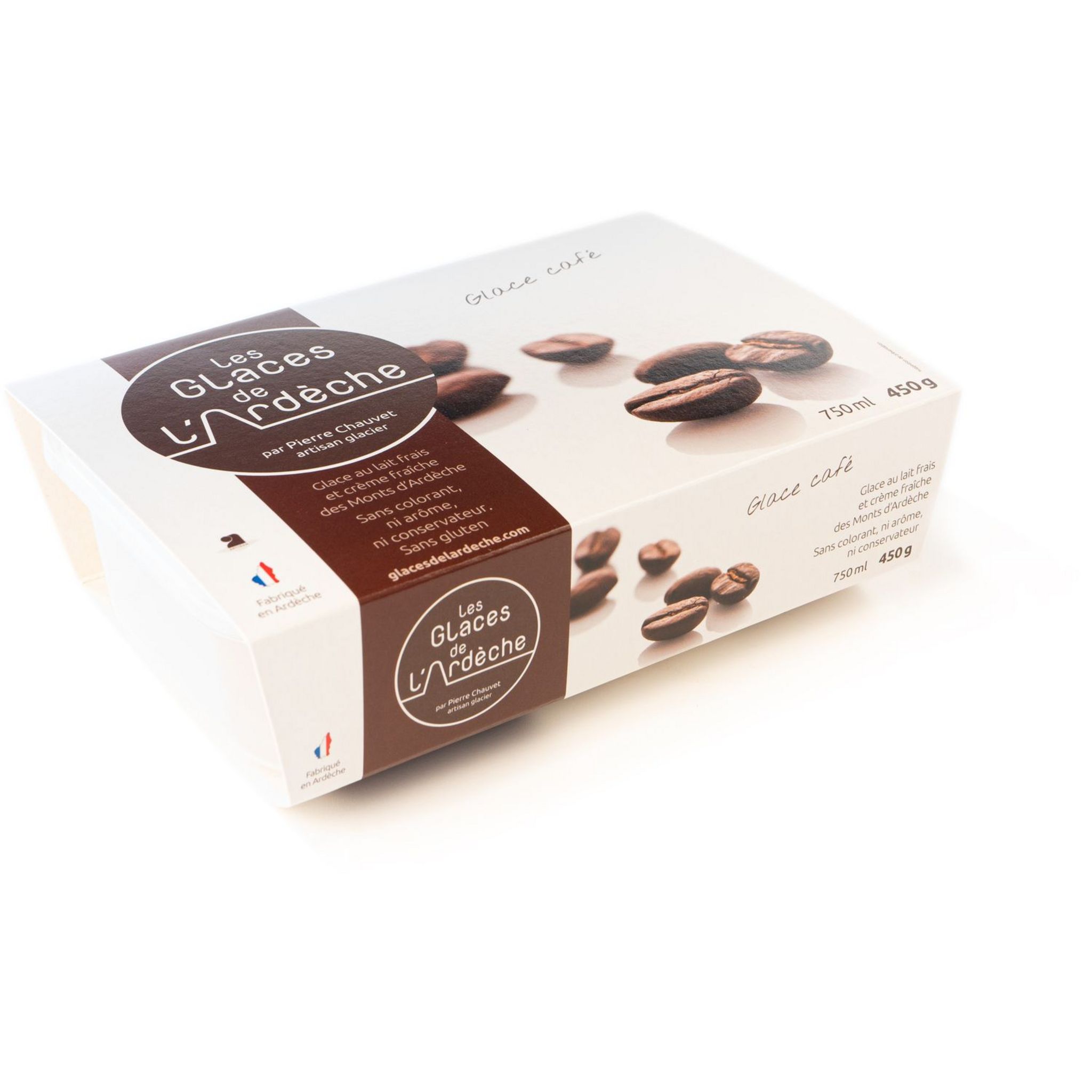 LES GLACES DE L'ARDECHE Glace au laits frais et crème fraîche saveur café 450g