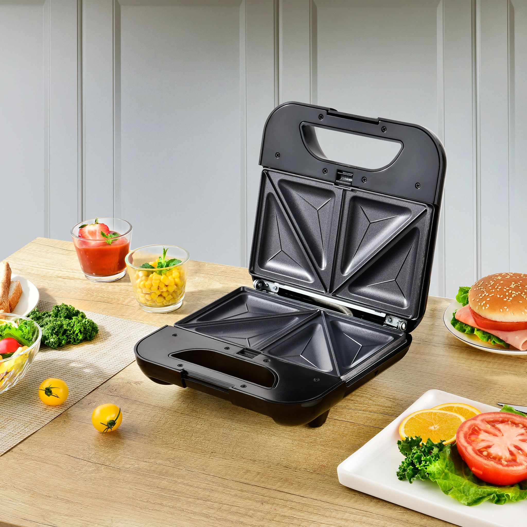 Voir la diapositive 2 : KITCHENCOOK Appareil croques-monsieur Sandwich maker 3 en 1 MISTER K - Gris